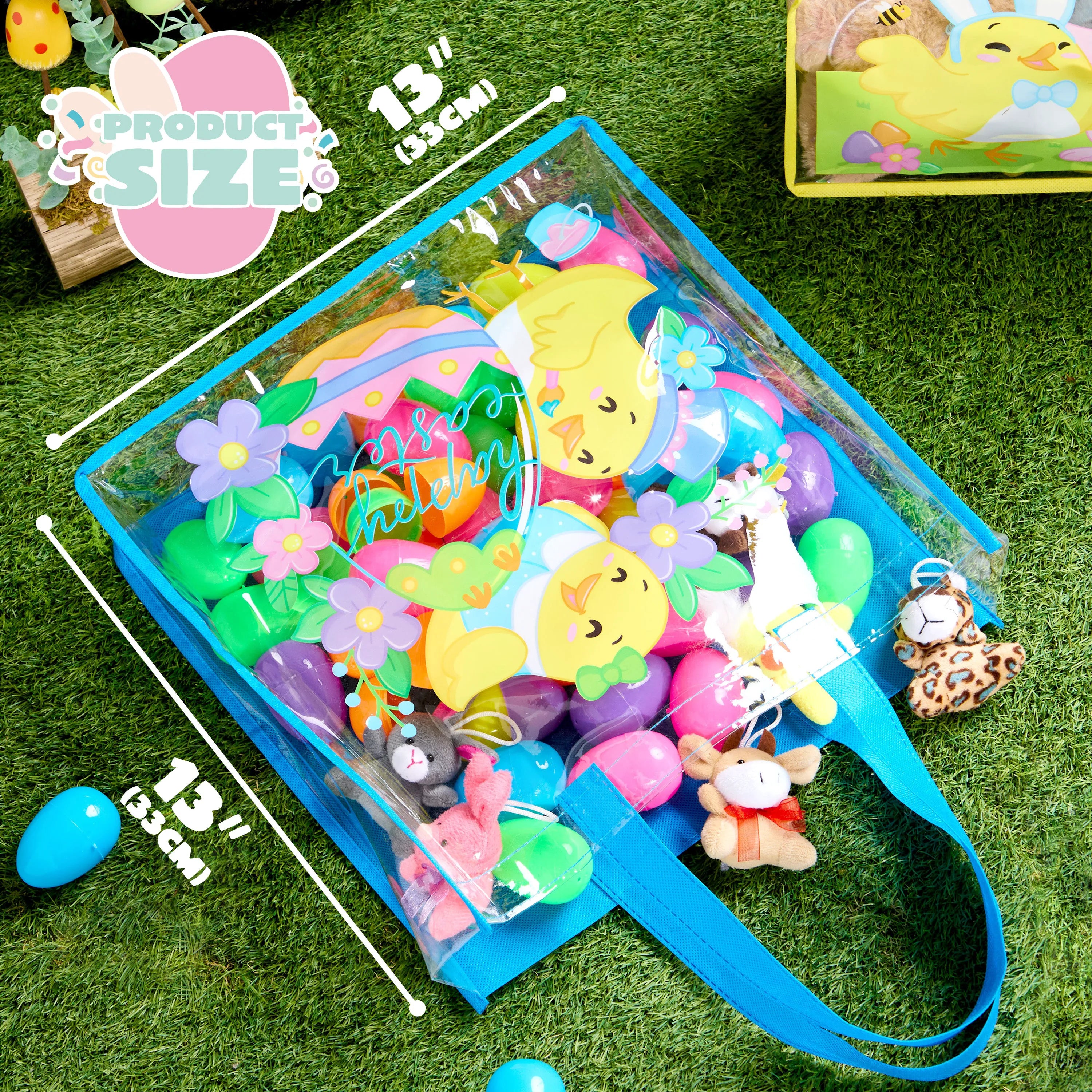 JOYIN 6 Pack Big Easter Bunny Gift Bags 13x13 Non-Woven Treat Bags for Kids Easter Party Supplies