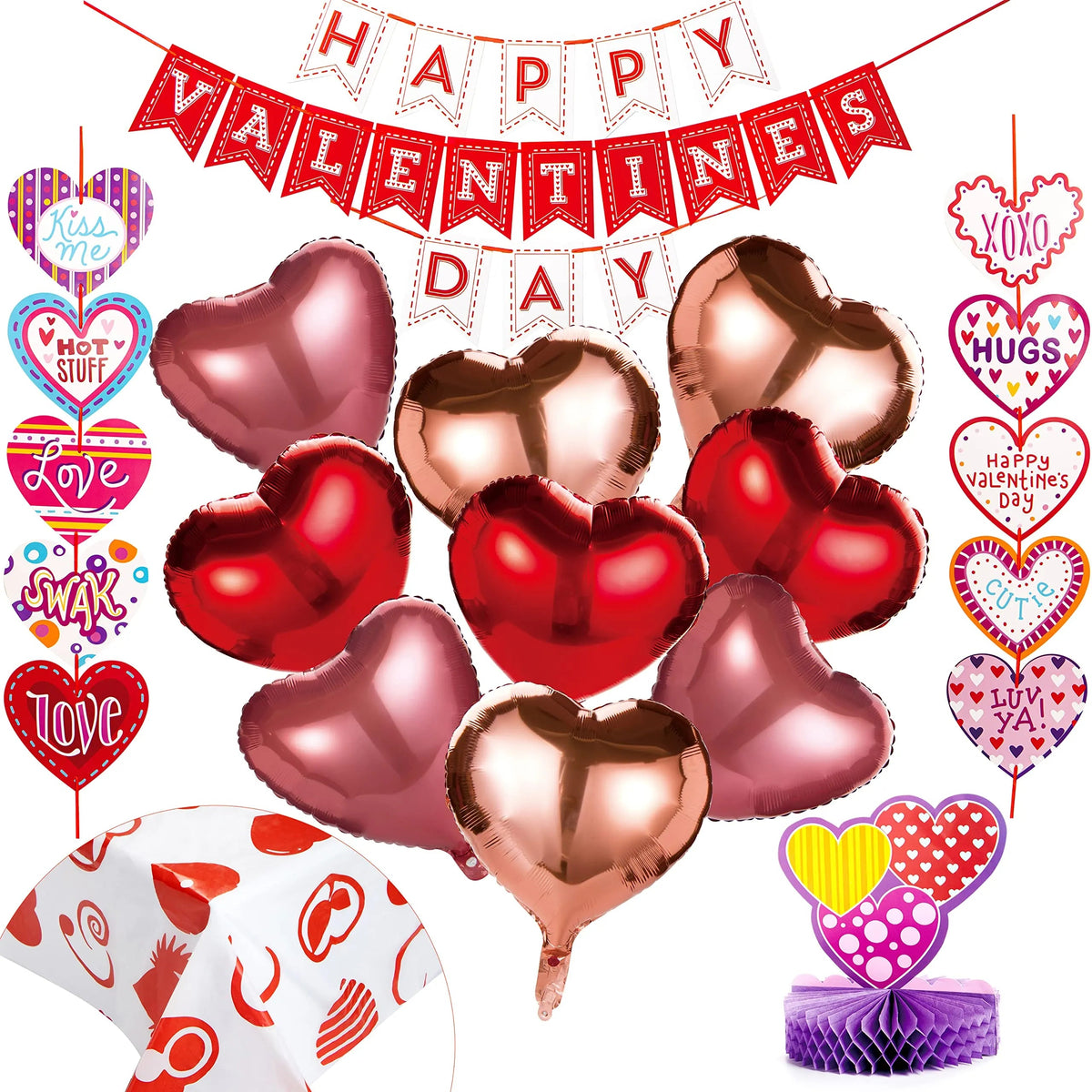 14-Piece Valentine's Day Party Decoration Set with Balloons