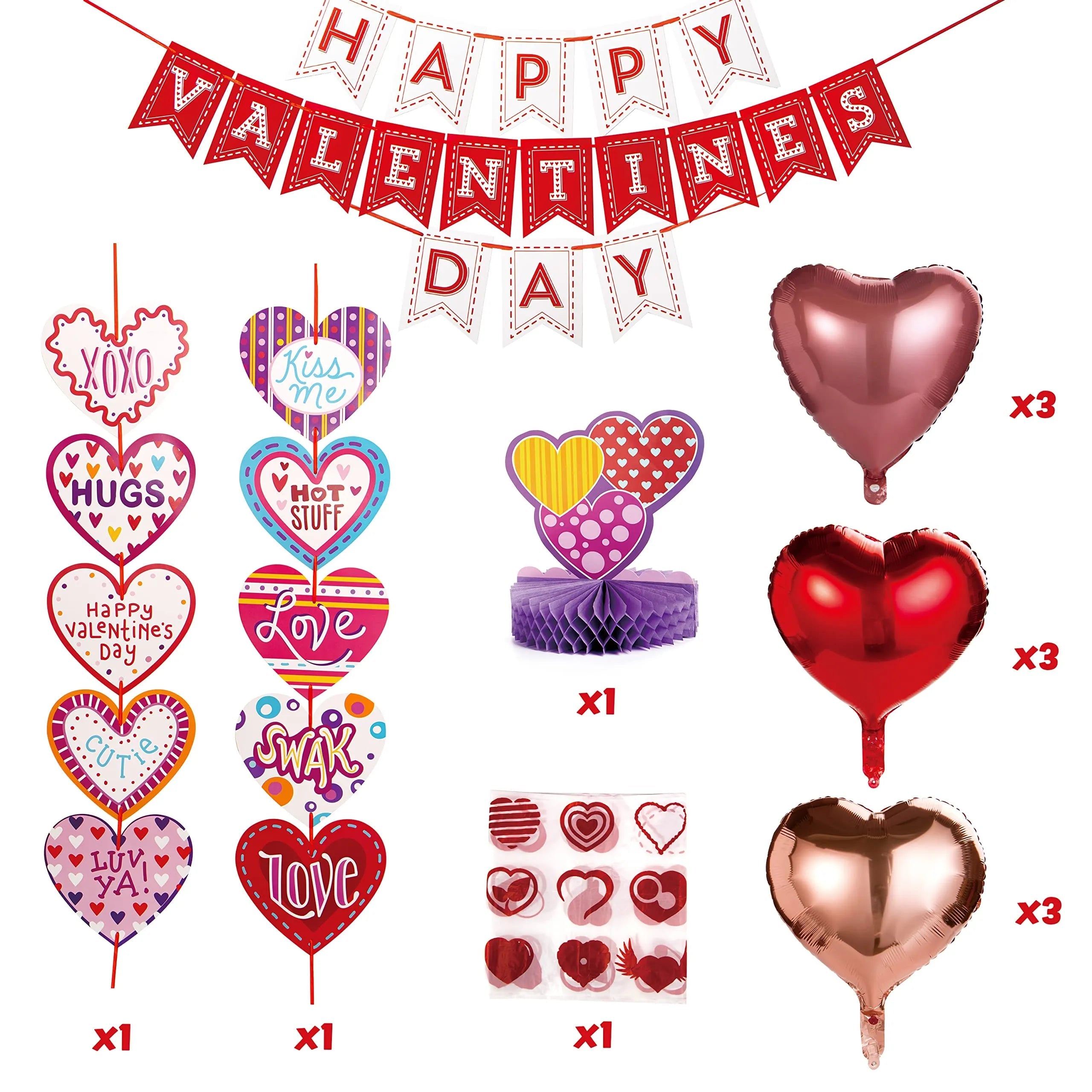 14-Piece Valentine's Day Party Decoration Set with Balloons