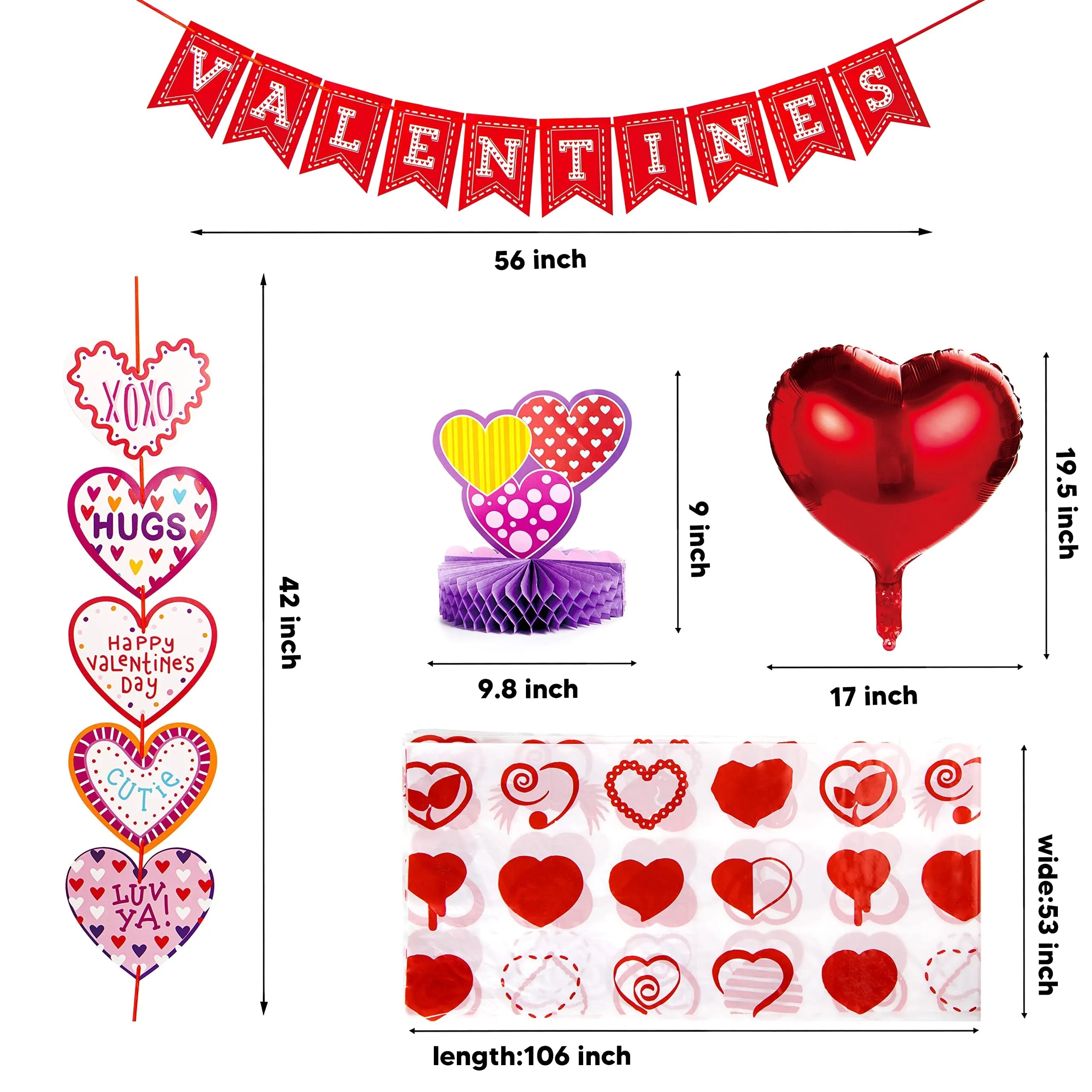 14-Piece Valentine's Day Party Decoration Set with Balloons