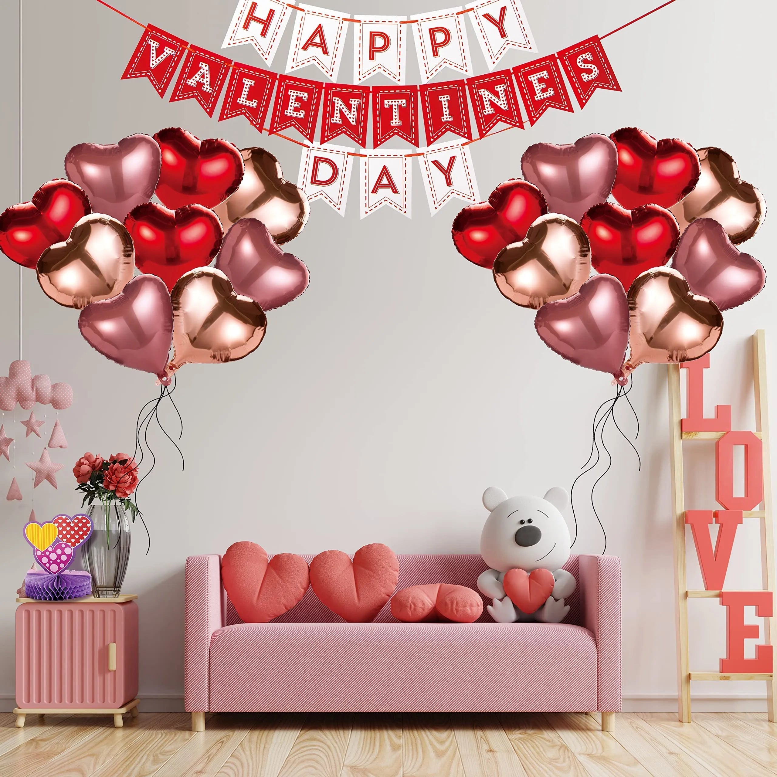 14-Piece Valentine's Day Party Decoration Set with Balloons