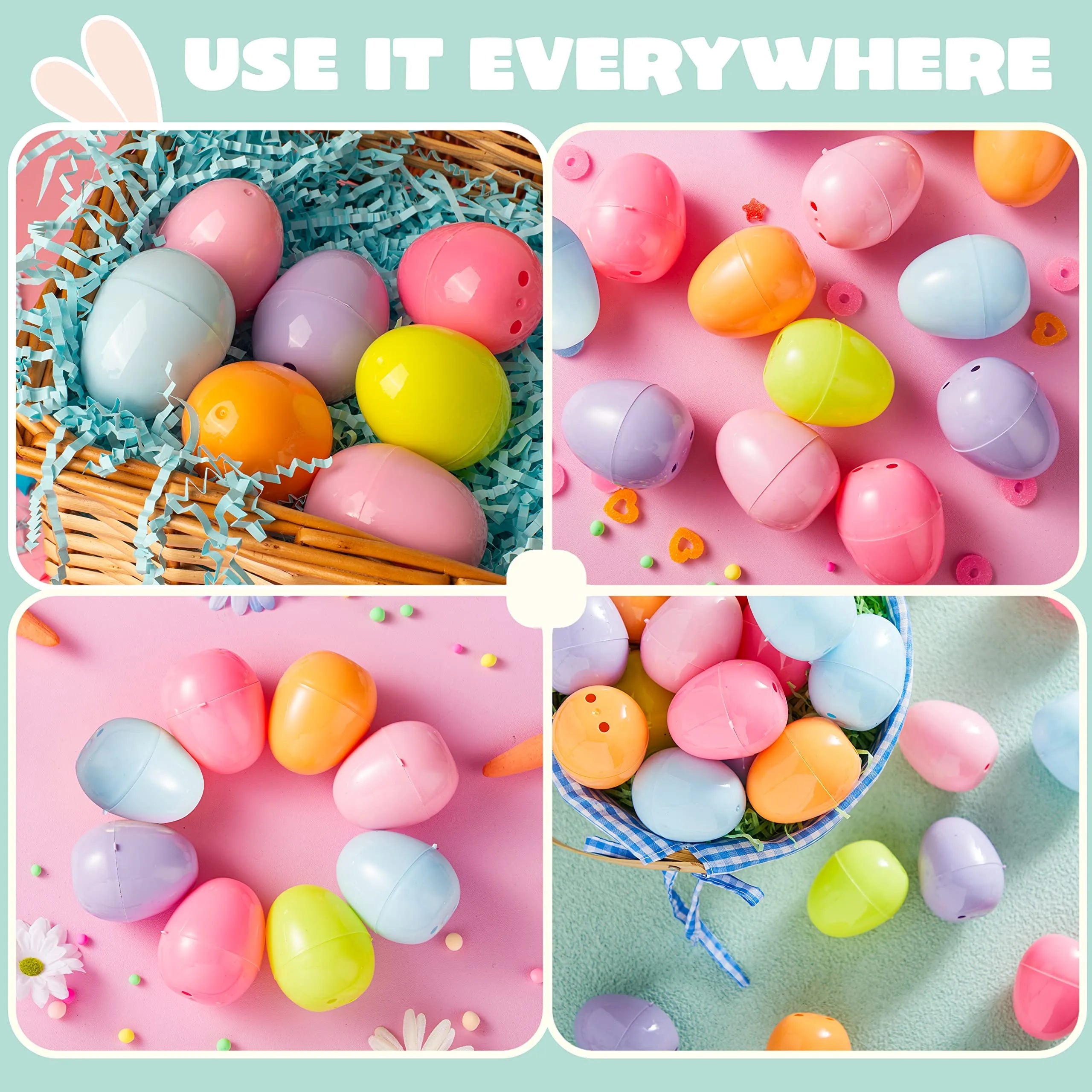 150Pcs 2.3in Colorful Bright Plastic Pastel Easter Eggs for Easter Egg Hunt
