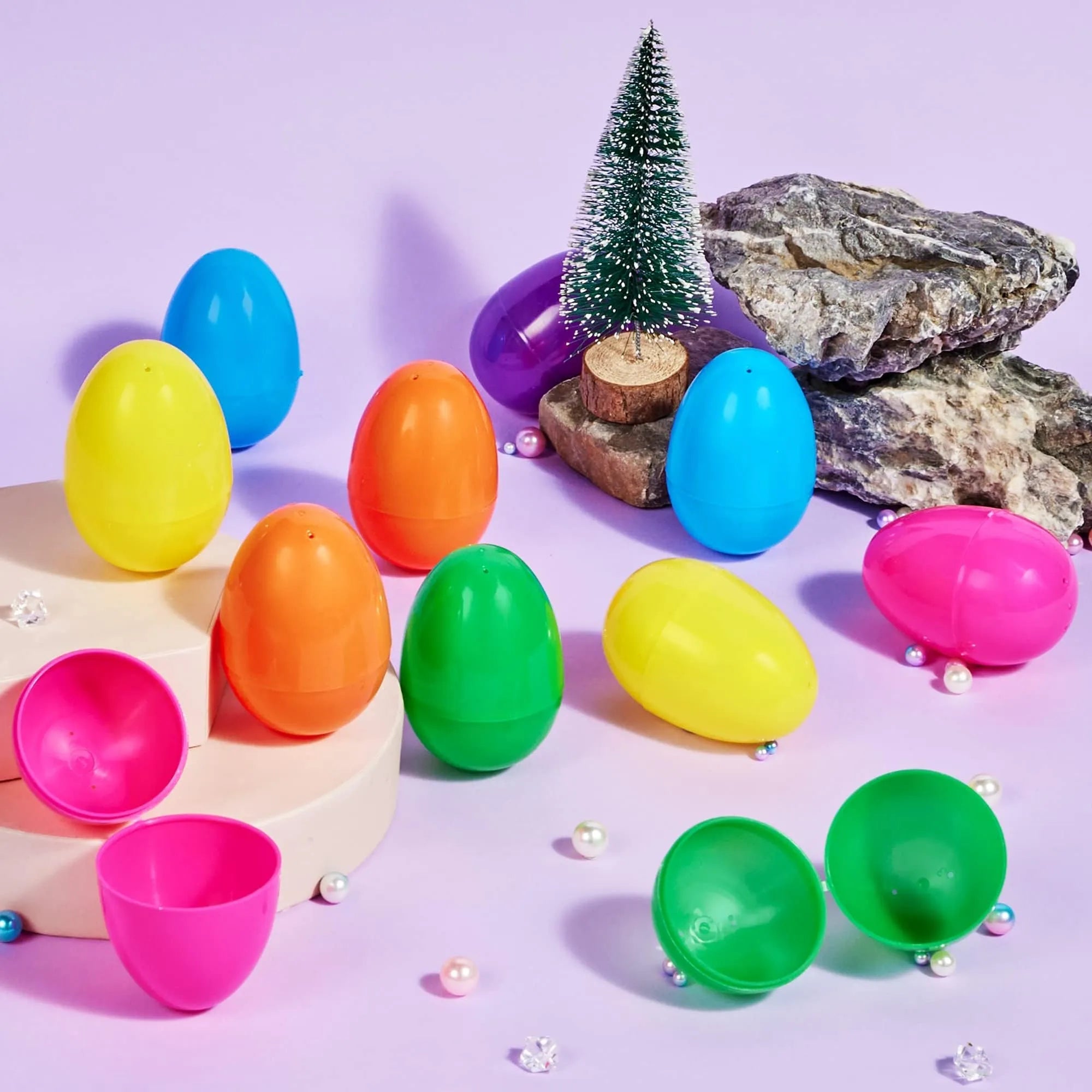 150Pcs 3.15in Colorful Bright Plastic Easter Egg Shells