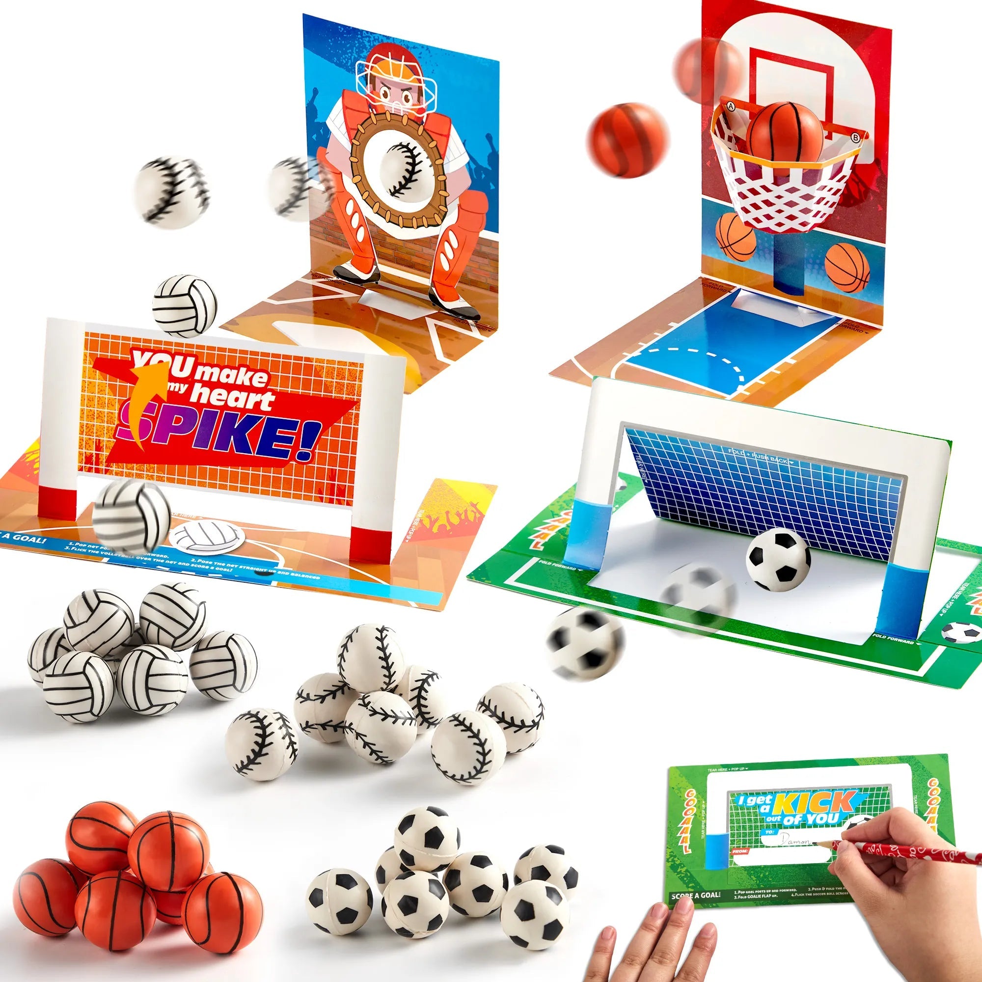 28-Pack Sports Balls with Kids Valentine's Cards