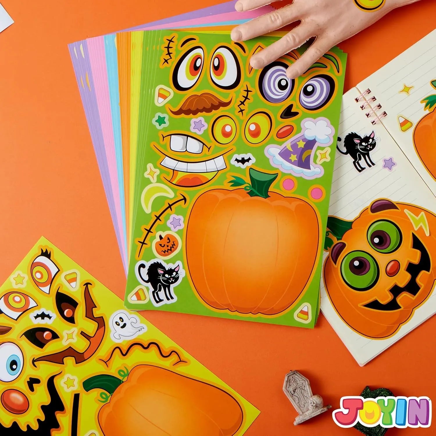 48PCS Halloween Pumpkin Make-a-Face Sticker Sheets