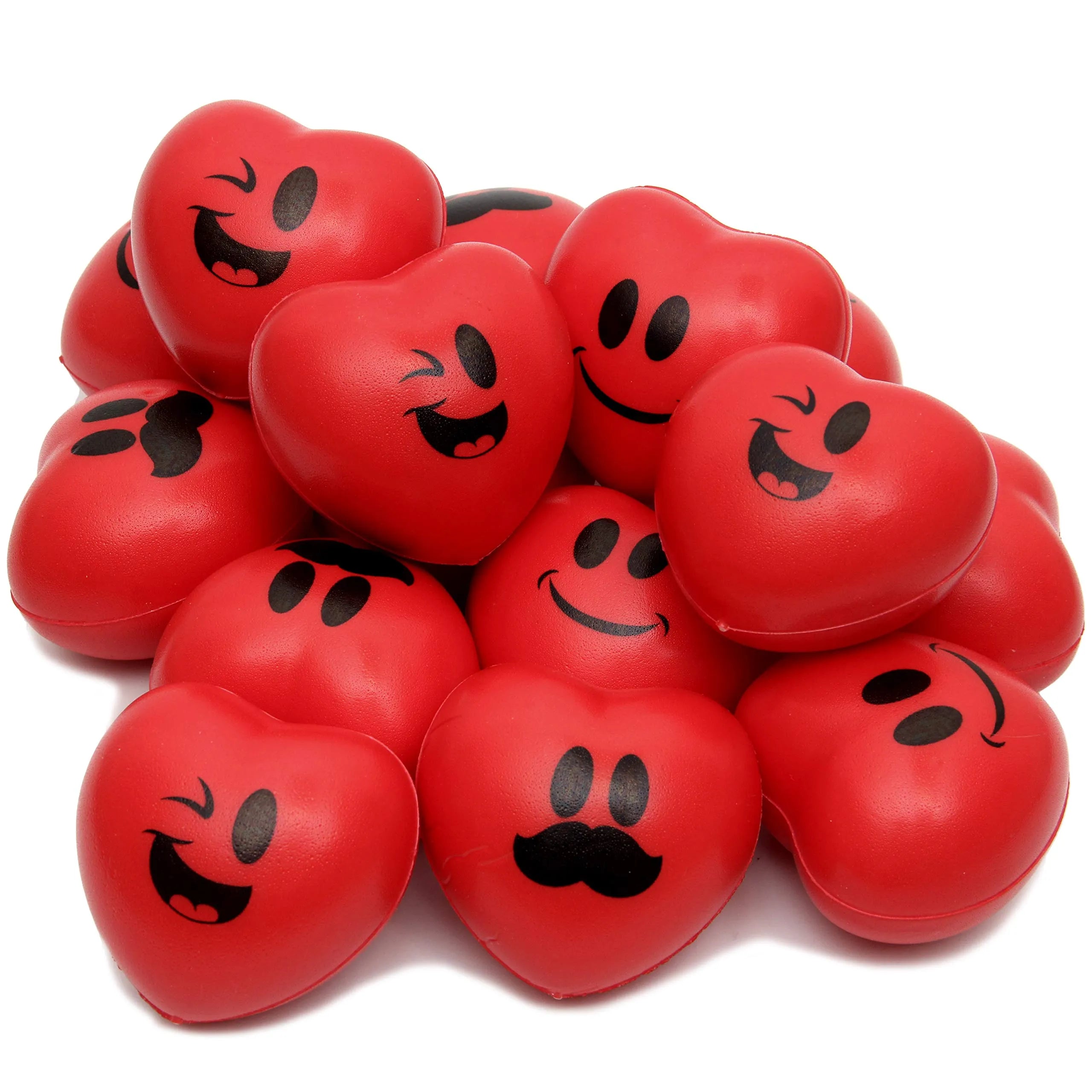 15pcs Valentine's Day Heart Shaped Happy Face Ball 3in