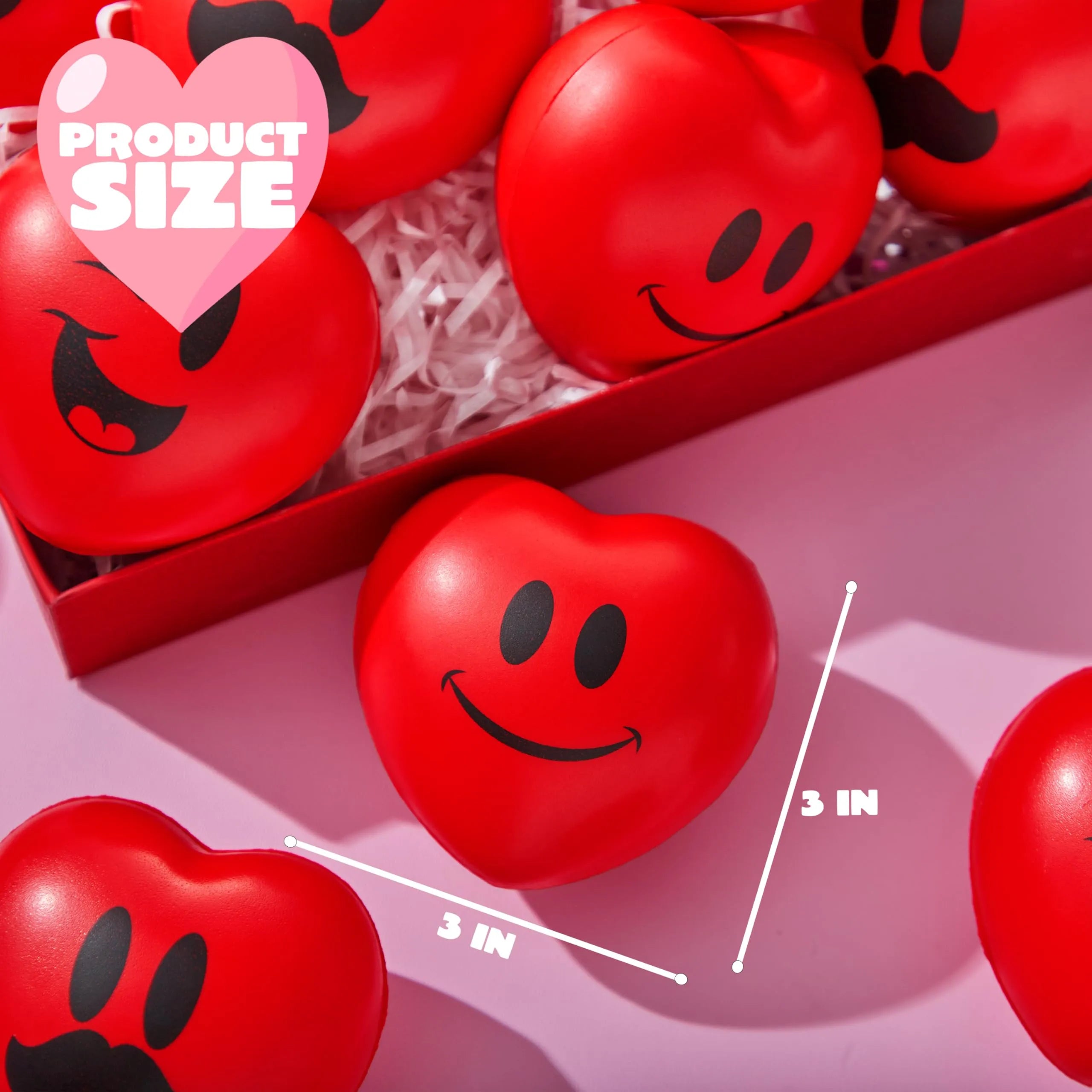 15pcs Valentine's Day Heart Shaped Happy Face Ball 3in