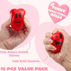 15pcs Valentine's Day Heart Shaped Happy Face Ball 3in