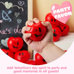 15pcs Valentine's Day Heart Shaped Happy Face Ball 3in