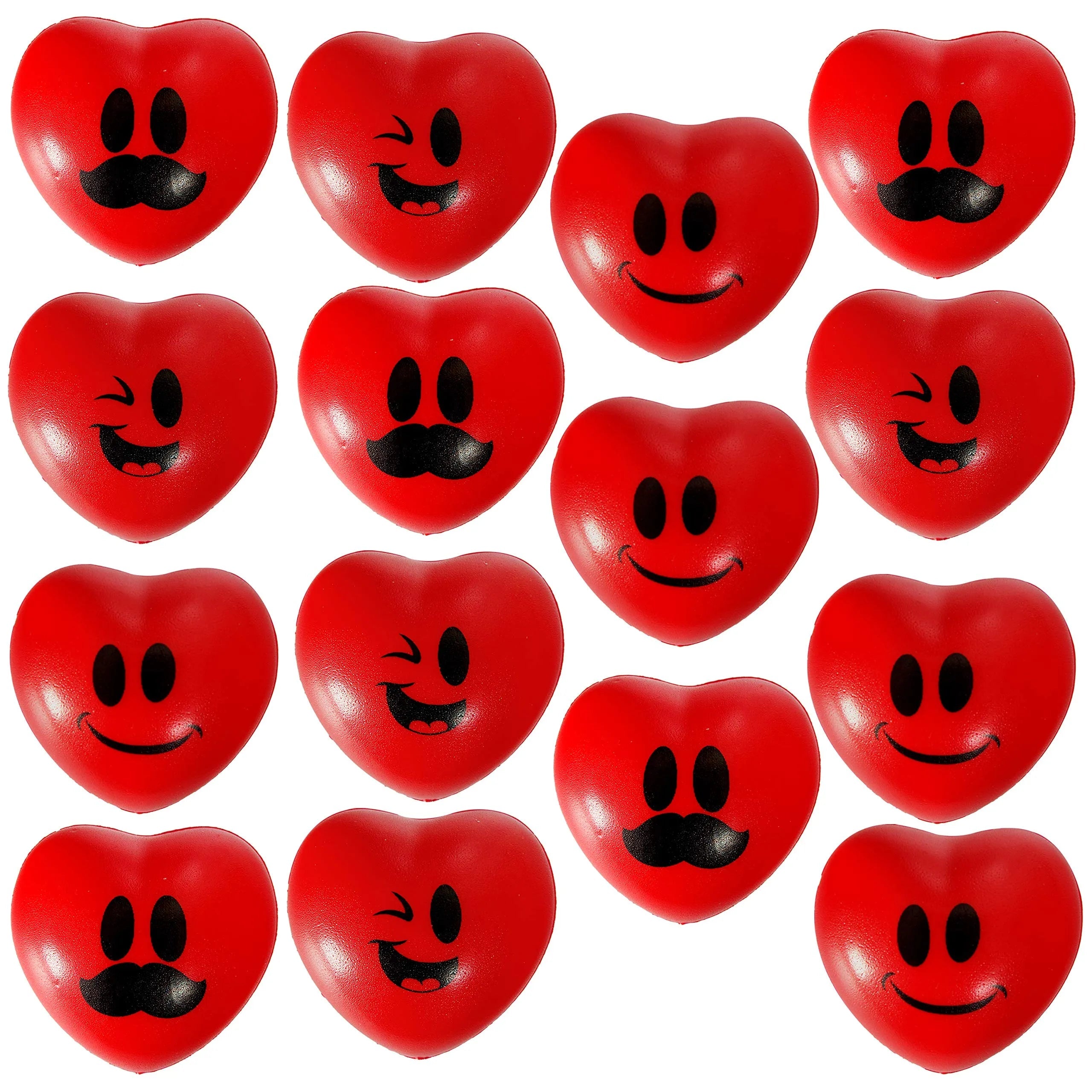 15pcs Valentine's Day Heart Shaped Happy Face Ball 3in