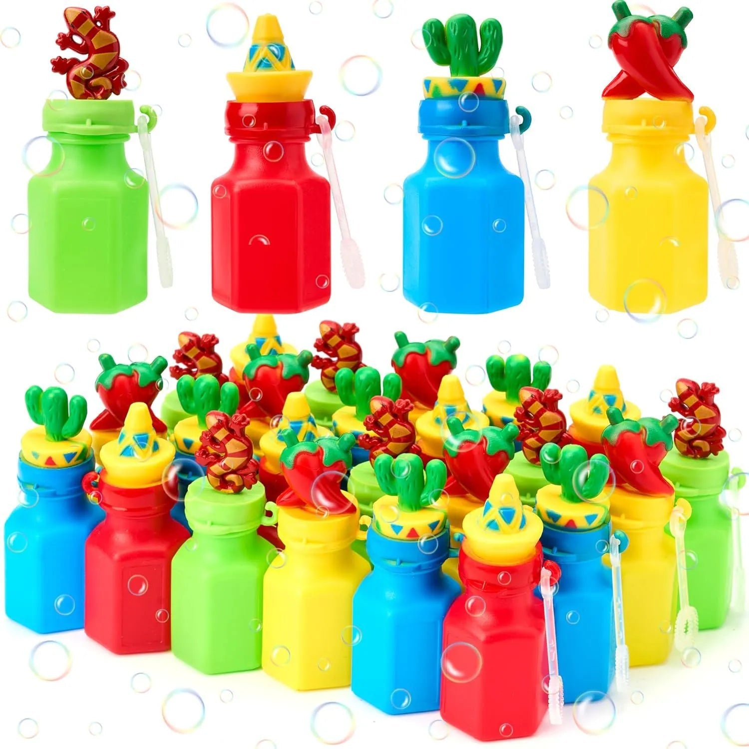 24-Pack Mexican Mini Bubble Wands for Cinco de Mayo Birthday Party
