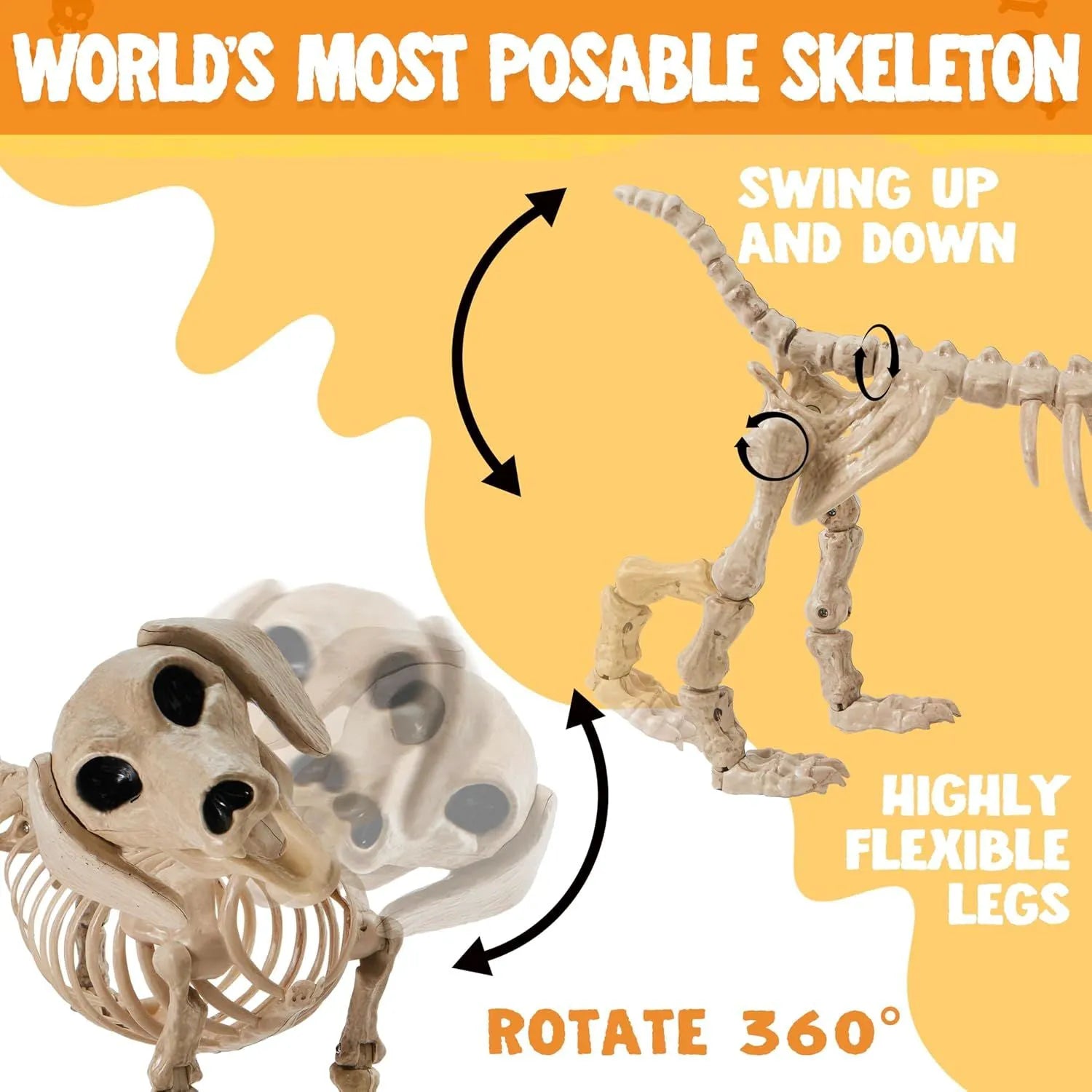 24-Inch Posable Joints Halloween Wiener Dog Skeleton