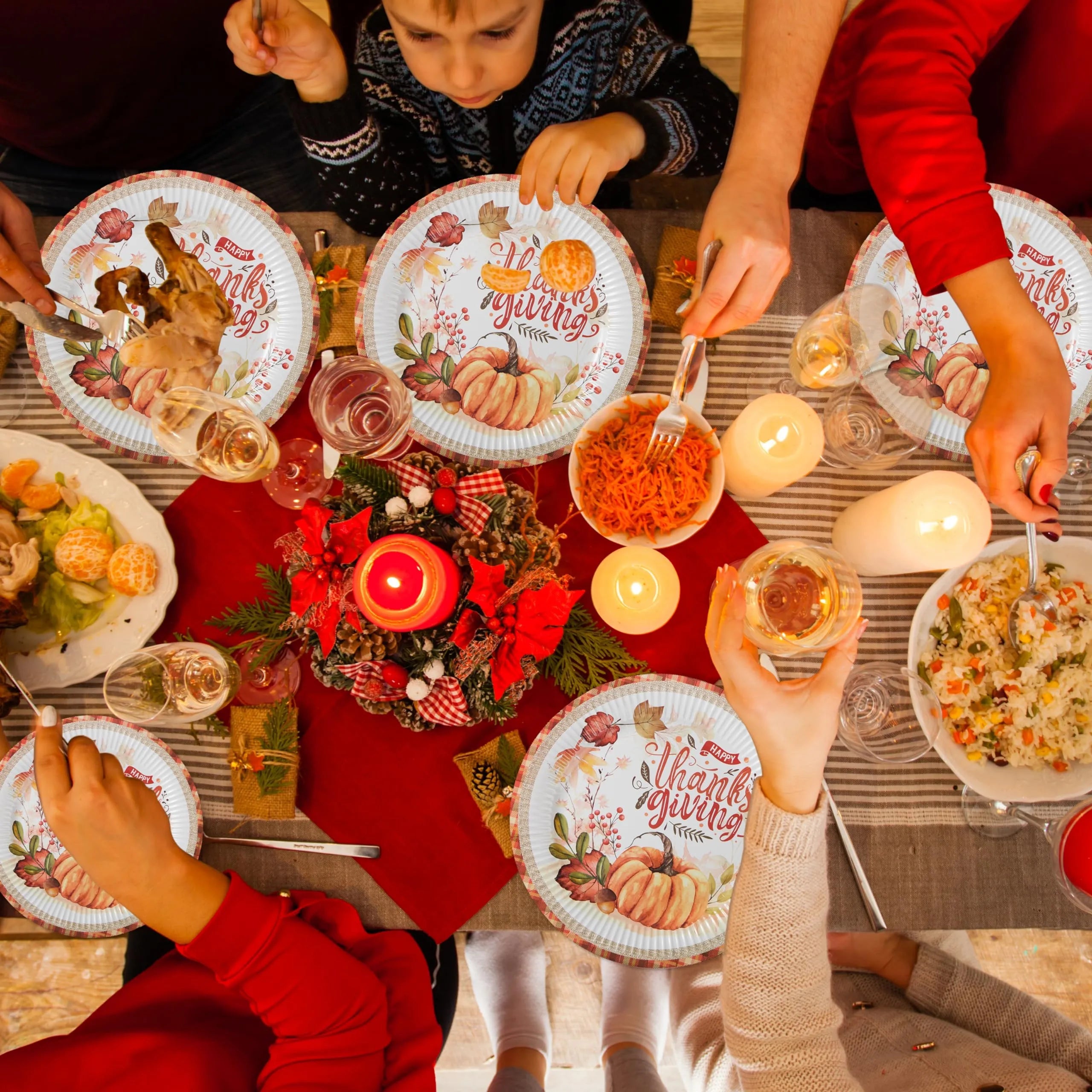 168-Piece Thanksgiving Disposable Paper Plates Dinnerware Set