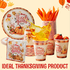 168-Piece Thanksgiving Disposable Paper Plates Dinnerware Set