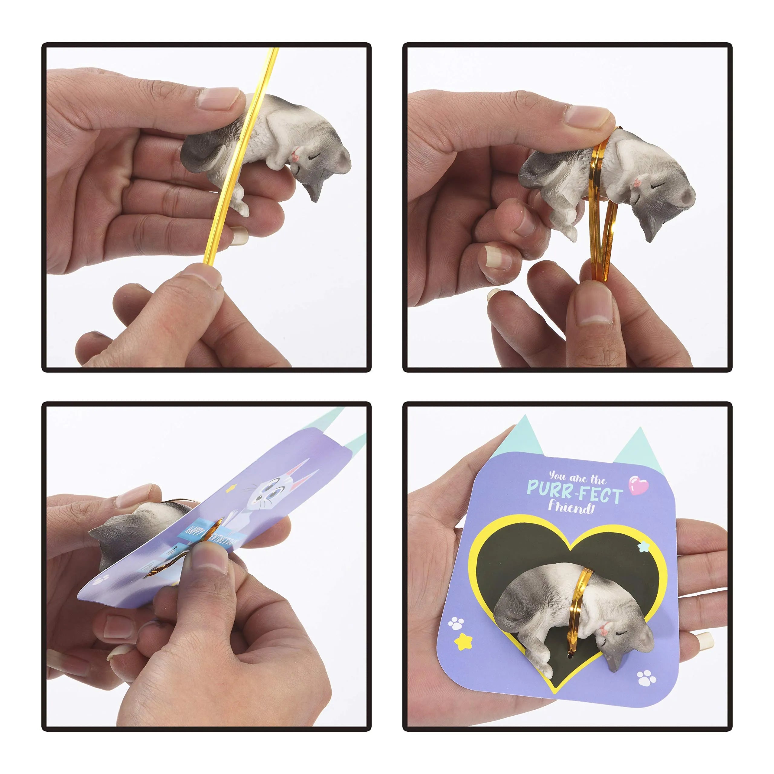 16Pcs Kids Valentine's Day Cards with Dog and Cat Figure Toys - Classroom Exchange Gifts