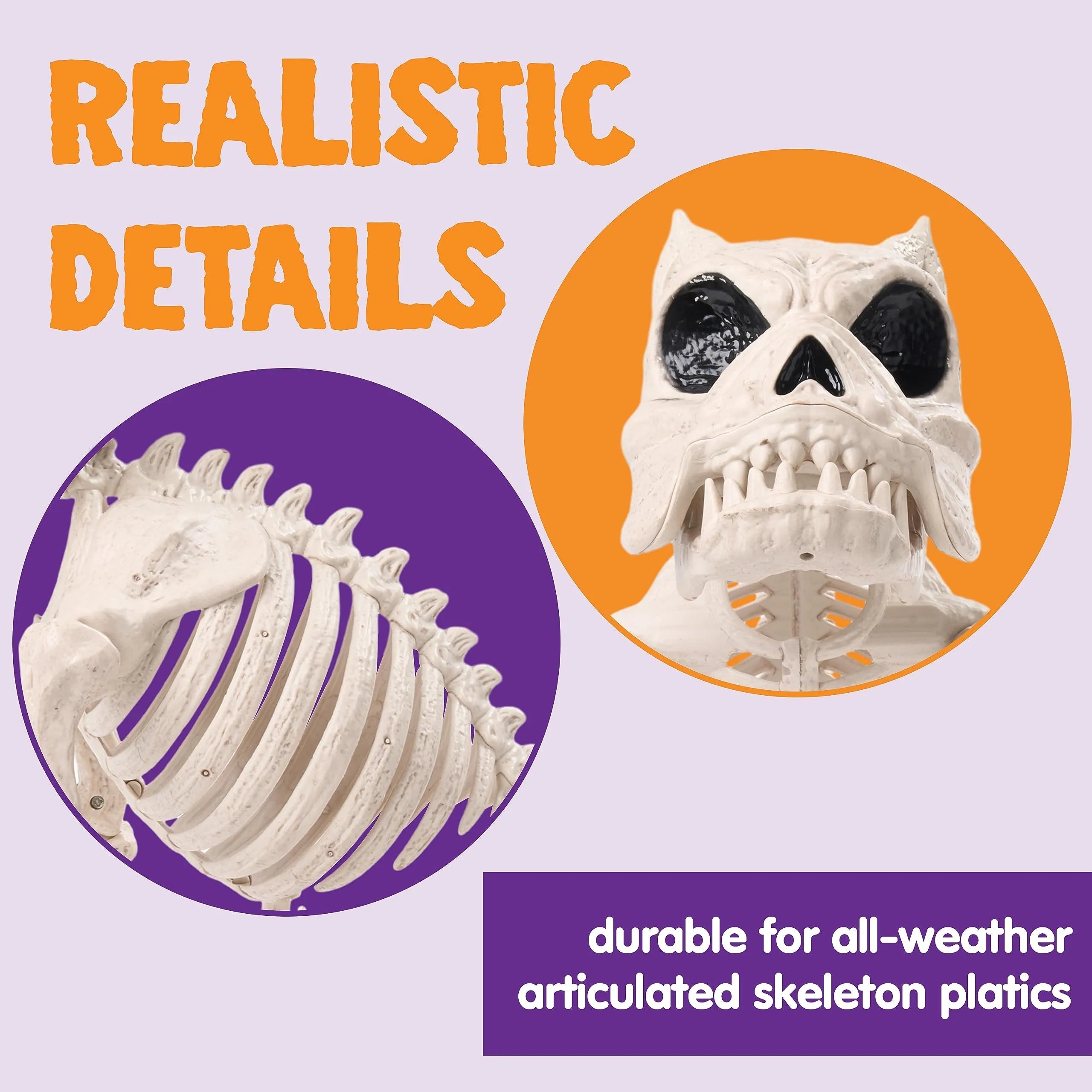 16" Halloween Poseable Puppy Skeleton with Pose-N-Stay Plastic Dog Bones