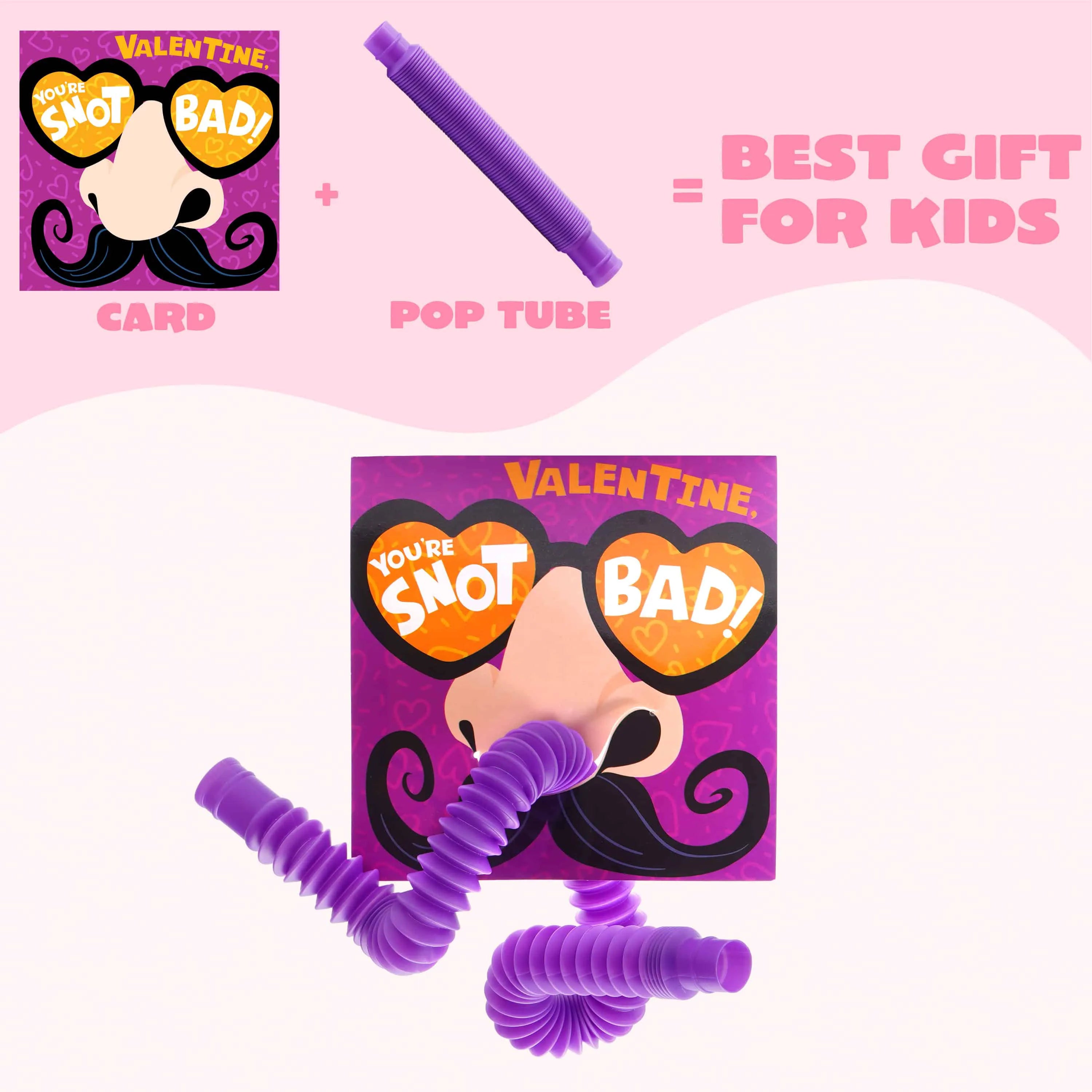 28 Packs Valentine's Day Nose Picking Cards with Pop Tubes for Kids