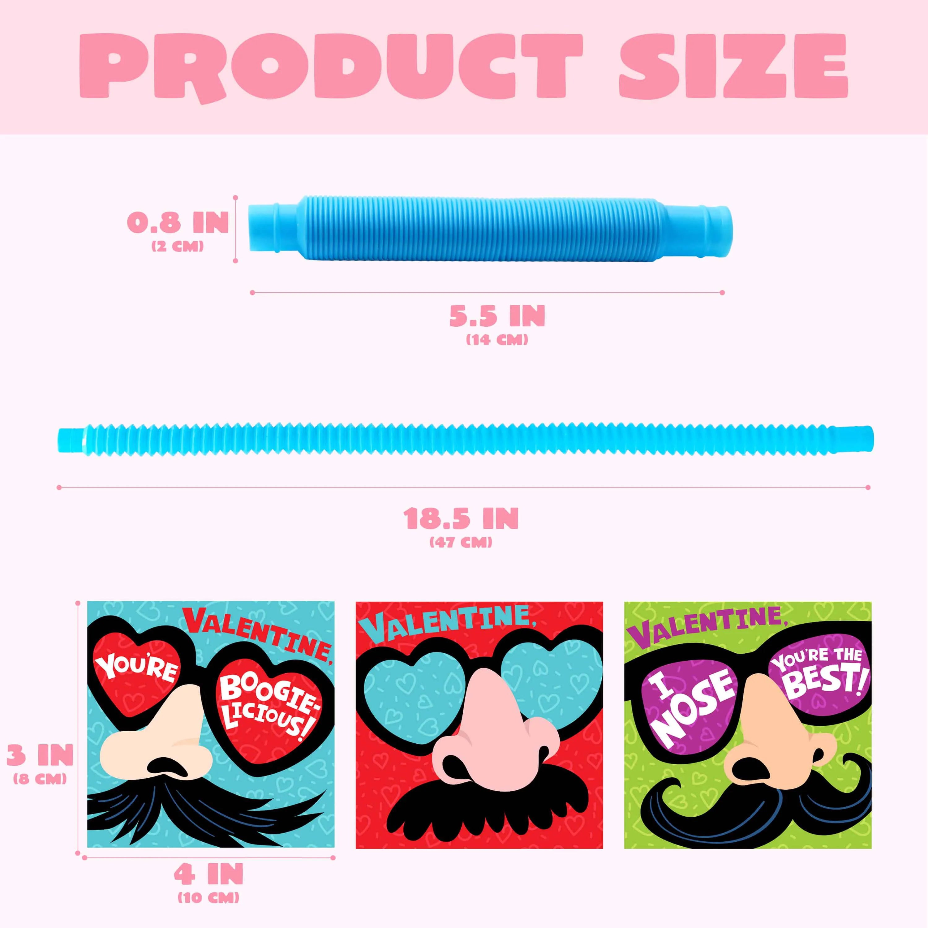 28 Packs Valentine's Day Nose Picking Cards with Pop Tubes for Kids