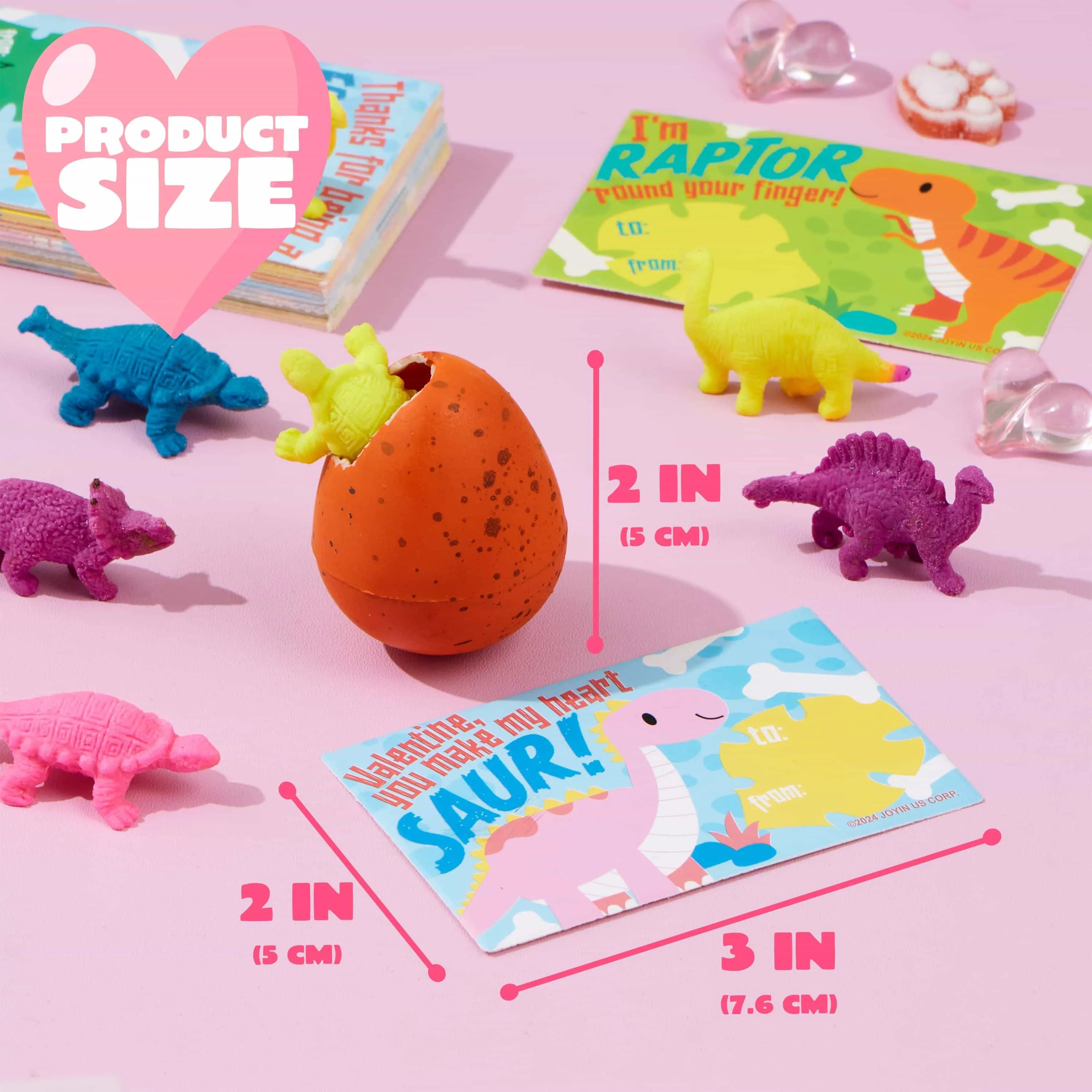 30 Packs Valentines Day Cards with Hatch Growing Dinosaur Eggs Toys with Hangers