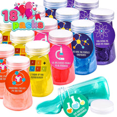 18 Science Slime Beakers with Valentine's Day Cards for Kids Classroom Exchange Gifts