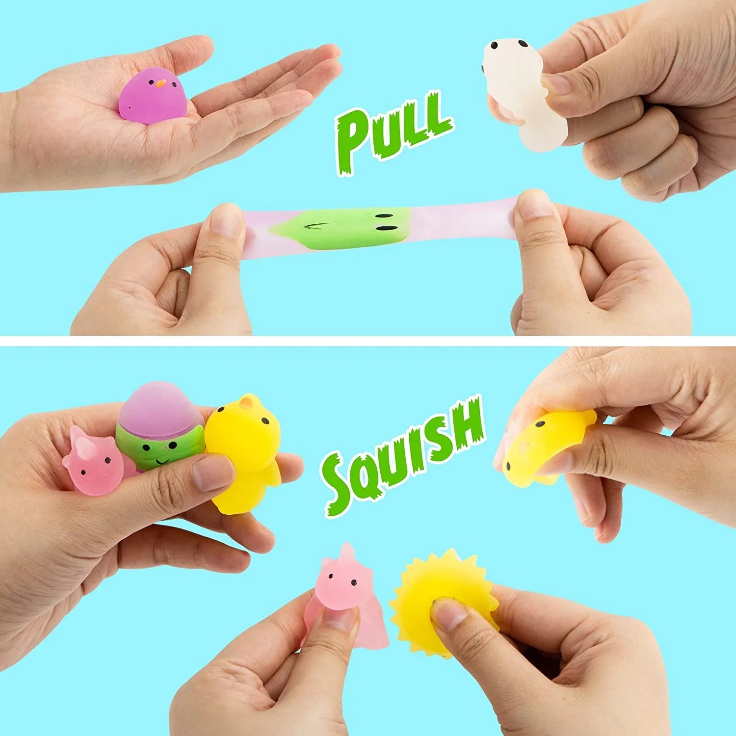 18-Pack Glow-in-the-Dark Mochi Squishy Toys with Prefilled Easter Eggs for Egg Hunts