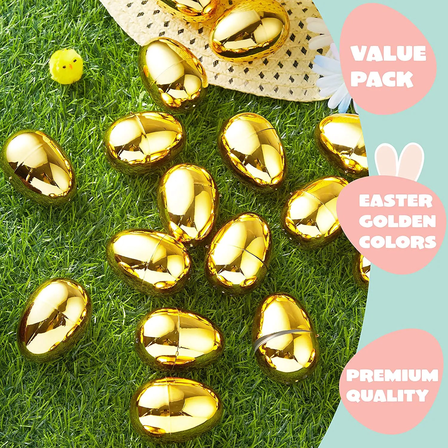 18Pcs Golden Easter Egg Shells