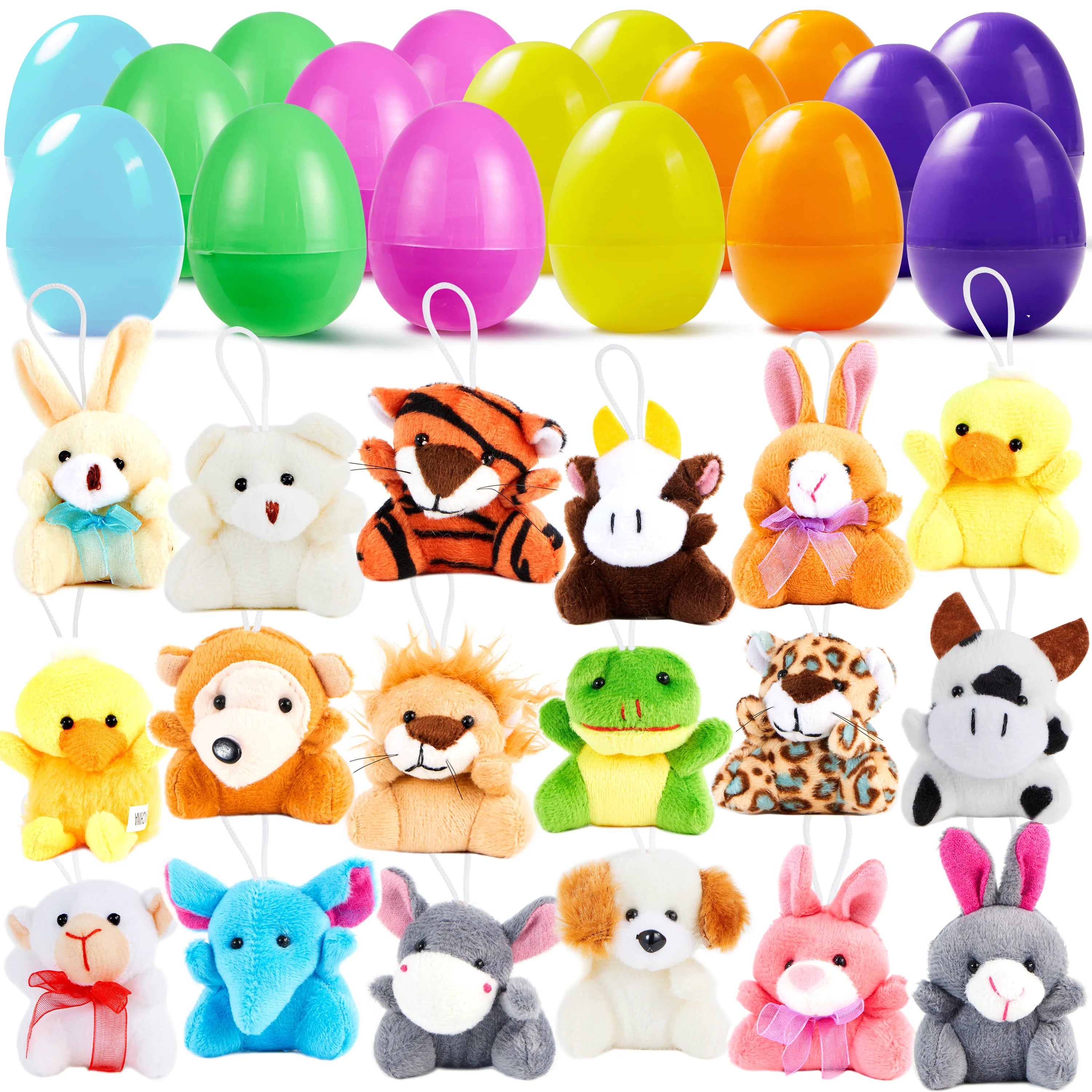18-Piece Plush Animal Toys in Prefilled Easter Eggs, 2.23 Inches