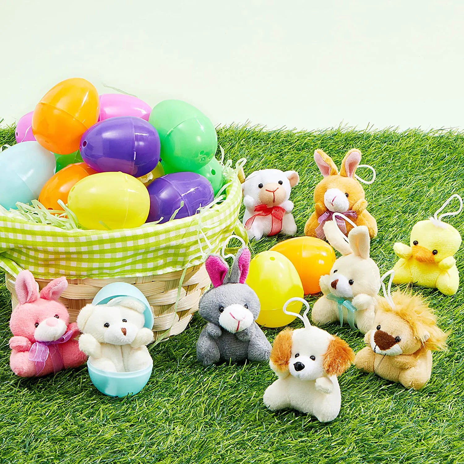 18-Piece Plush Animal Toys in Prefilled Easter Eggs, 2.23 Inches