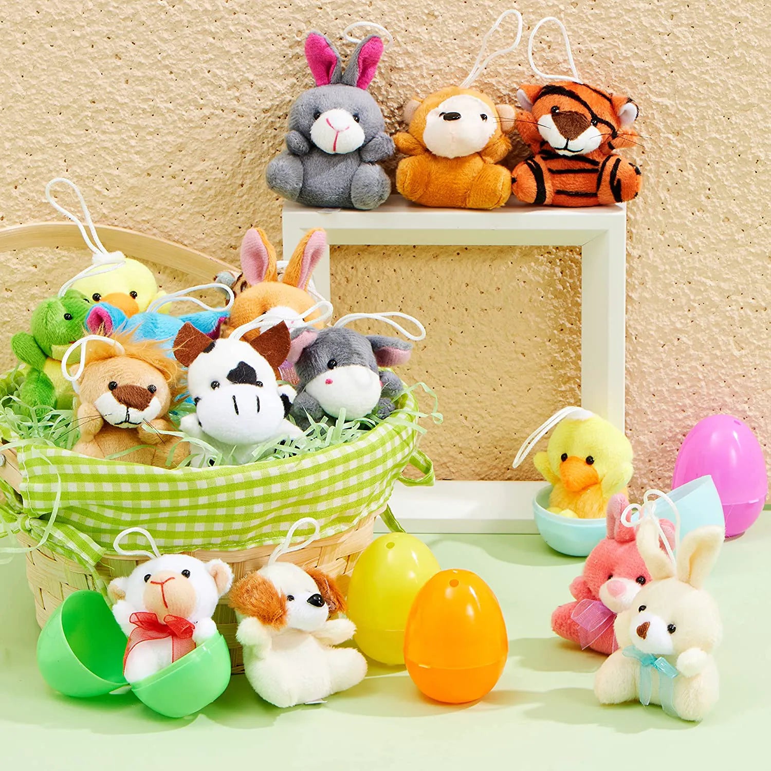 18-Piece Plush Animal Toys in Prefilled Easter Eggs, 2.23 Inches