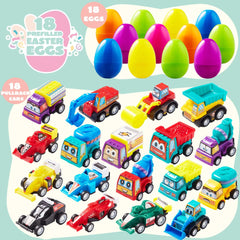18-Pack Pull Back Cars Prefilled Easter Eggs (3 Inches)