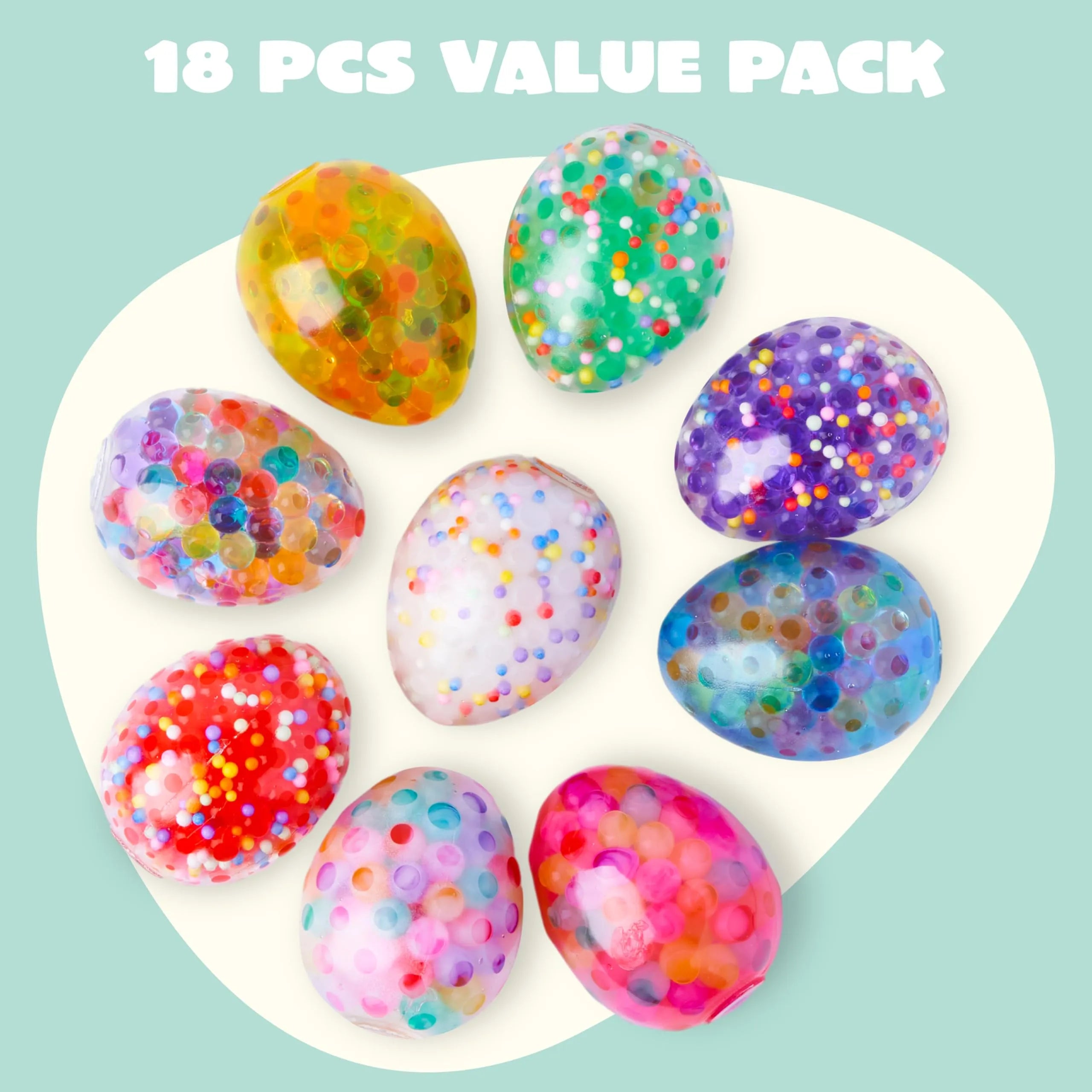 18-Pack Multicolor Easter Egg Stress Balls, Filled Easter Eggs