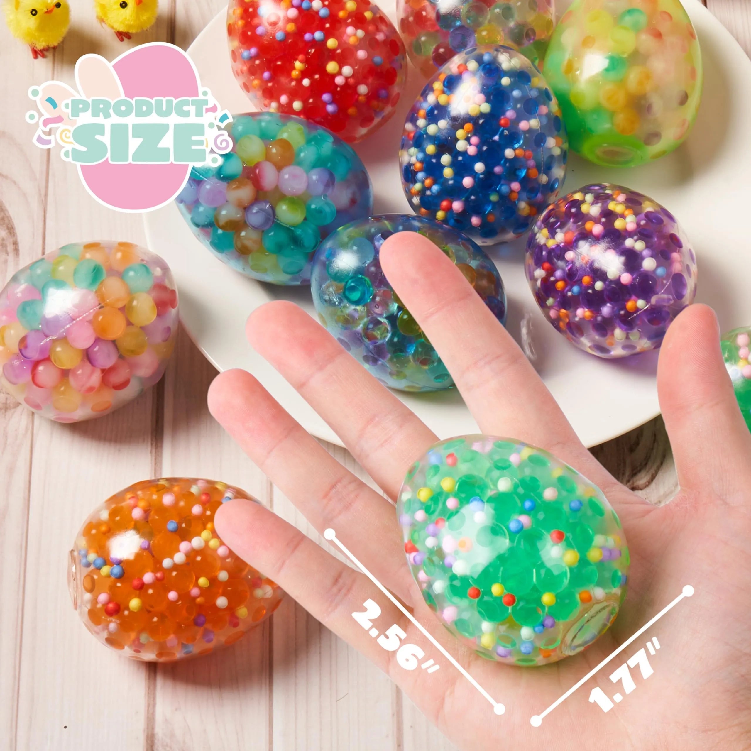 18-Pack Multicolor Easter Egg Stress Balls, Filled Easter Eggs