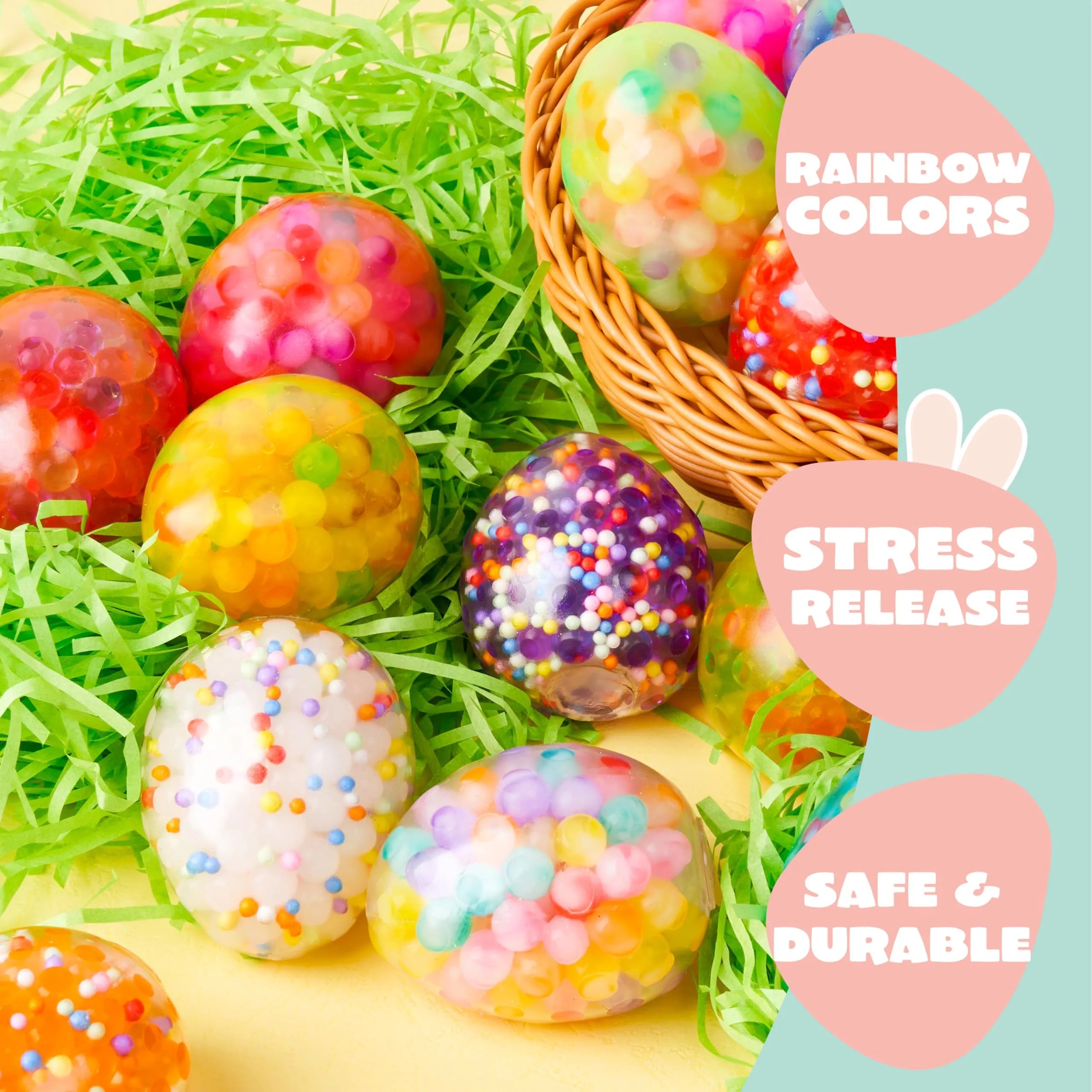18-Pack Multicolor Easter Egg Stress Balls, Filled Easter Eggs