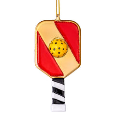 Christmas Pickleball Paddle Glass Ornament
