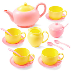 18-Piece Pretend Tea Party Set with Pink Teapot