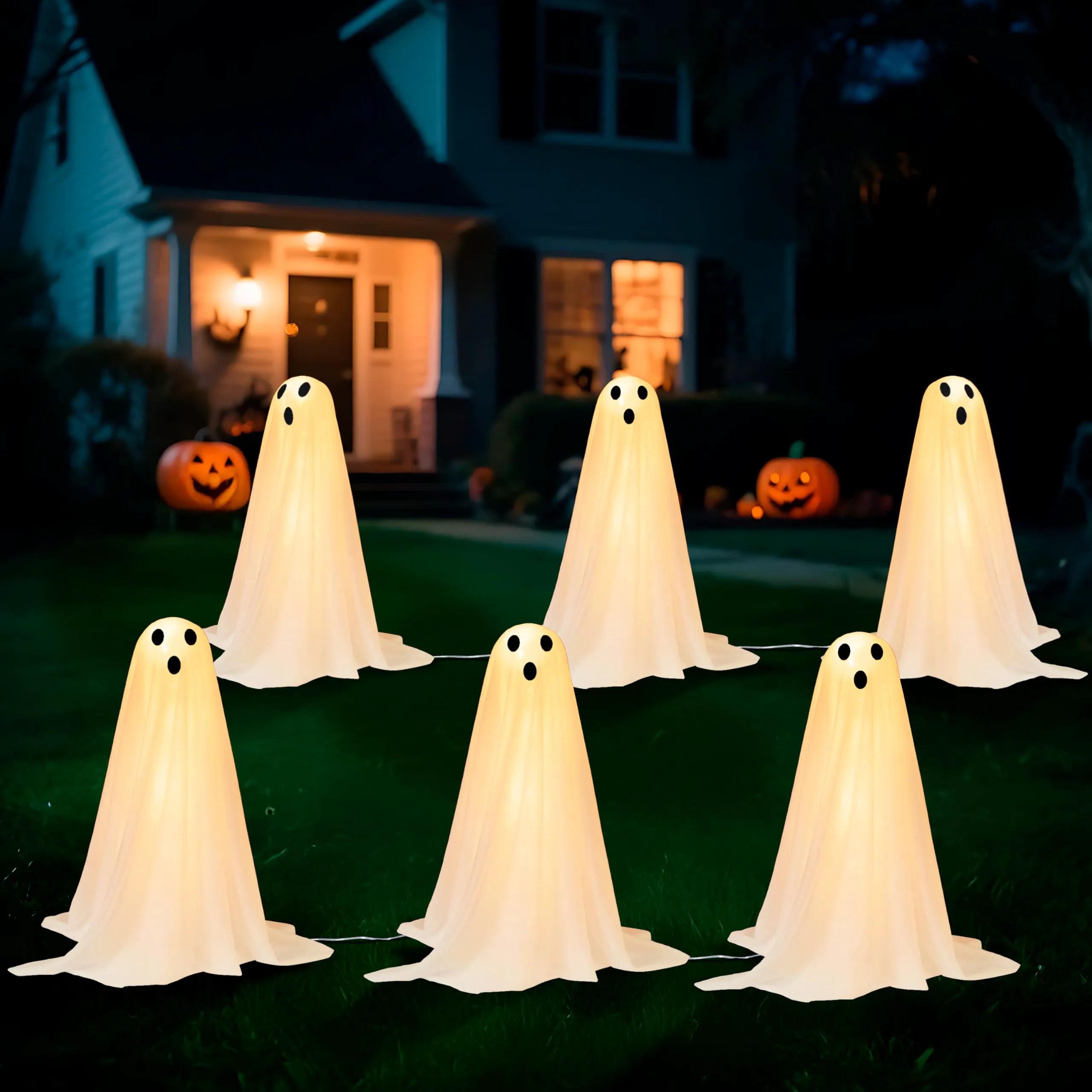 6-Pack Halloween Outdoor Ghost Pathway Lights