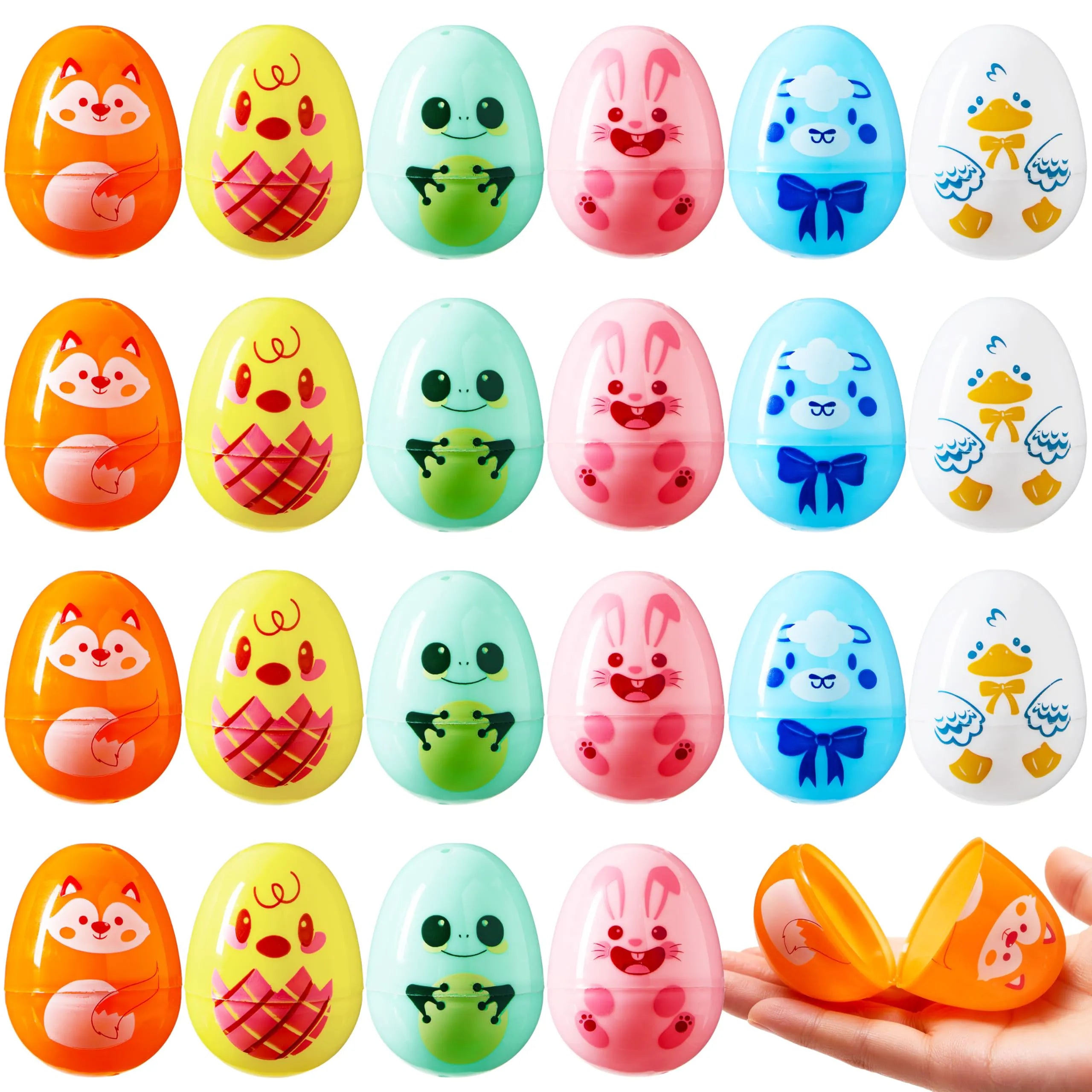 24 PCS Plastic Easter Multicolor Animal Eggs