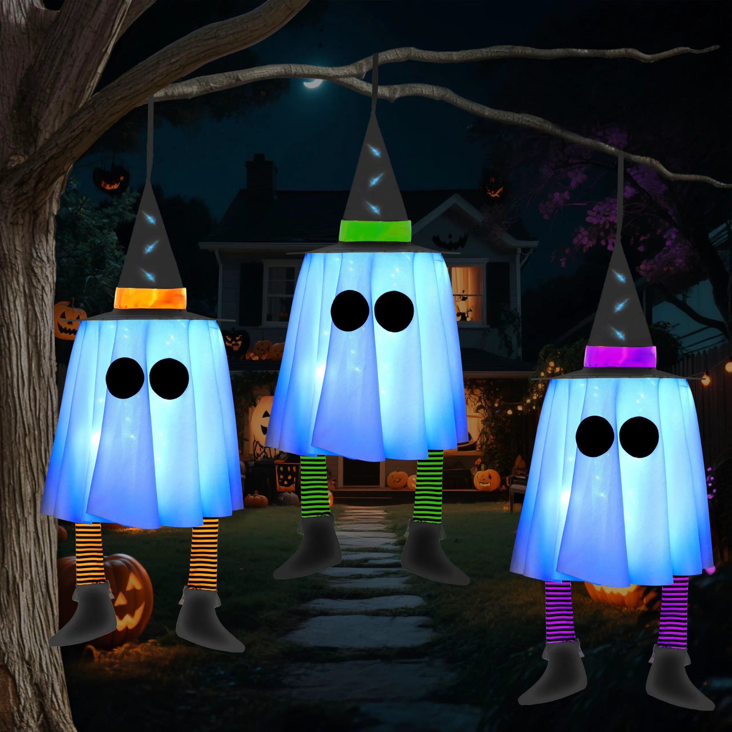 23.6" 3PCS Halloween Hanging Ghosts Outdoor Decorations
