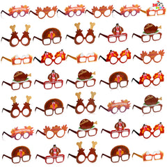 36 Pack Thanksgiving Turkey Glasses, Turkey Eyewear Photo Props for Kids