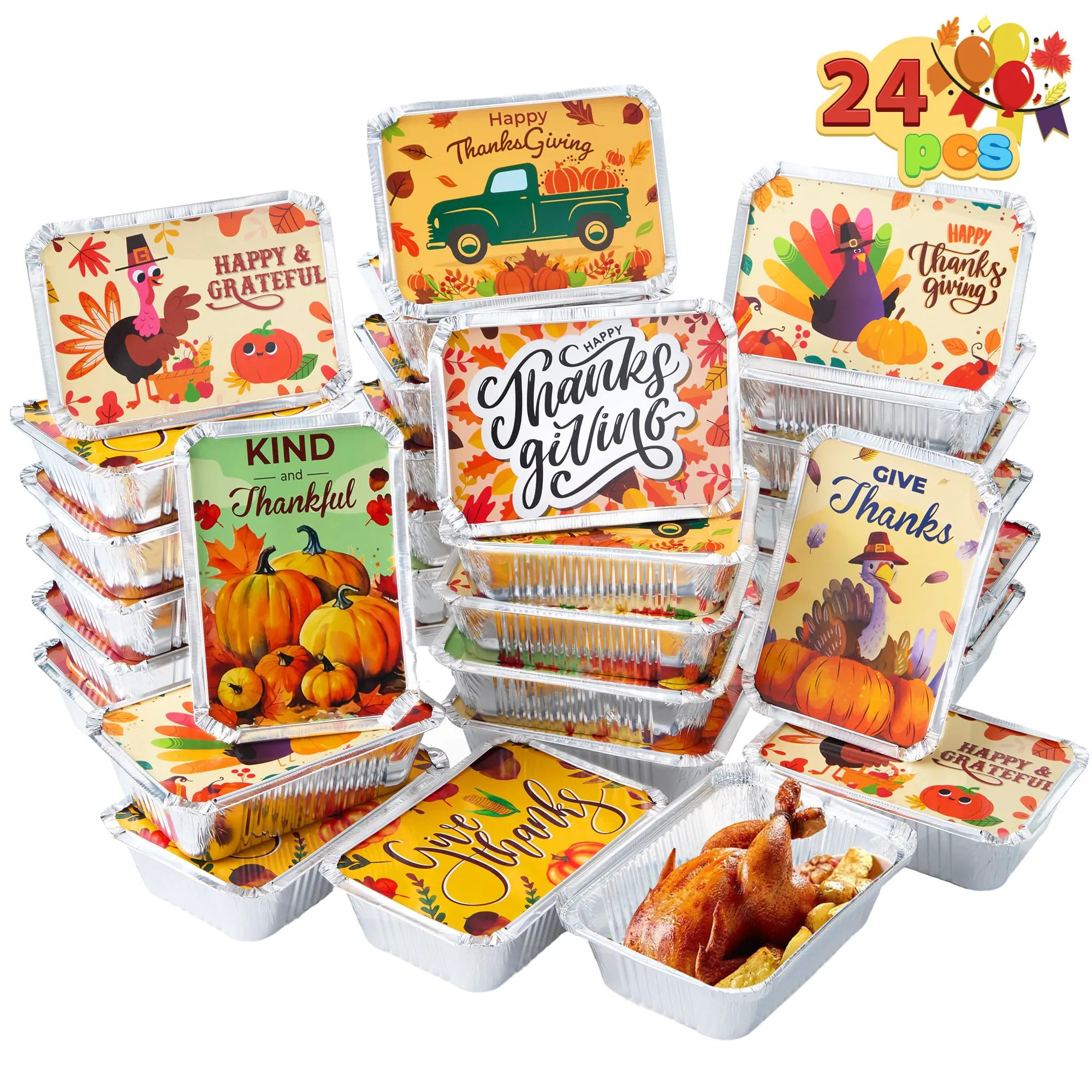 24-Pack Thanksgiving Leftover Containers with Lids