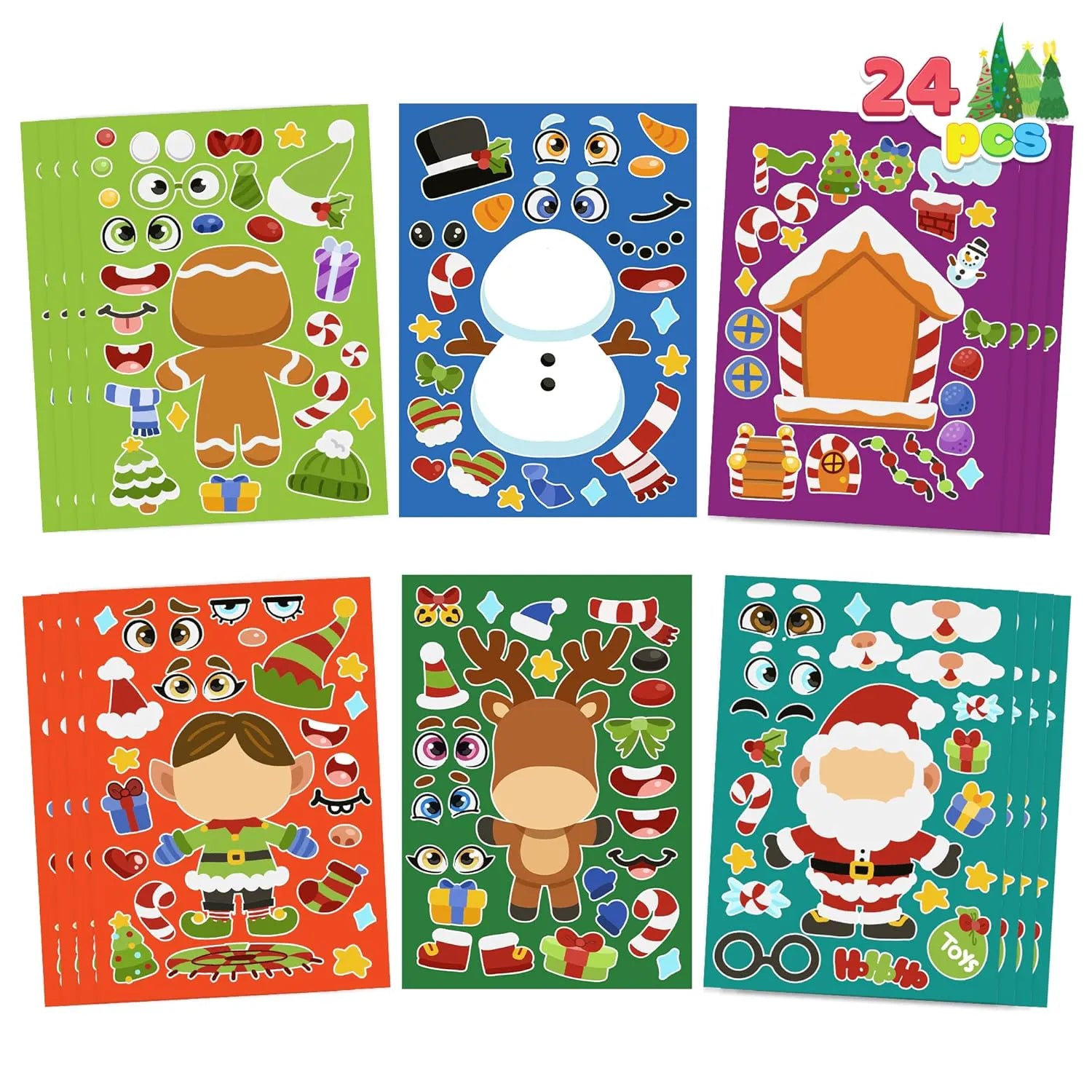 24 Christmas Make-a-Face Stickers