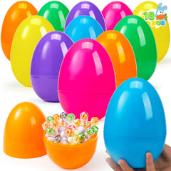 12 Large Plastic Easter Eggs, 6-Inch Colorful Jumbo Fillable Eggs