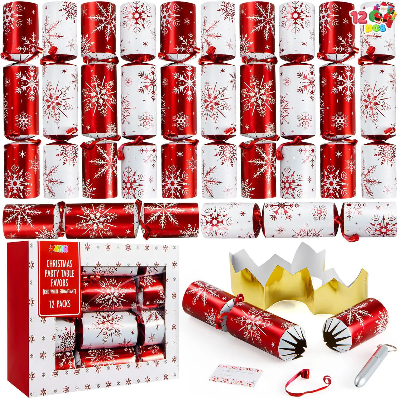 12 Pack Red White Snowflake Christmas Party Table Favors