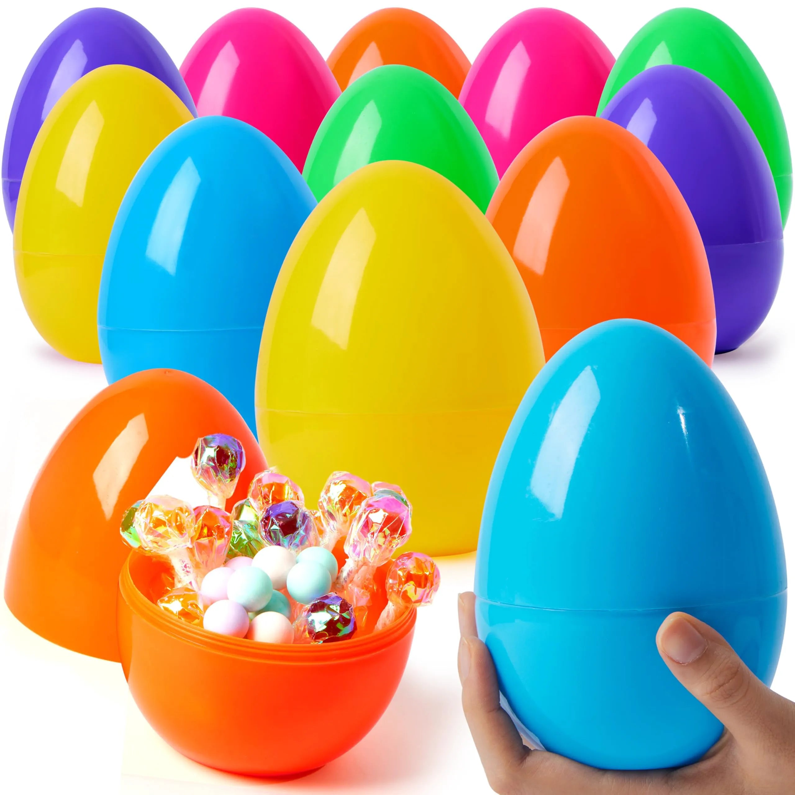 24 Large Plastic Easter Eggs, 6-Inch Colorful Jumbo Fillable Eggs