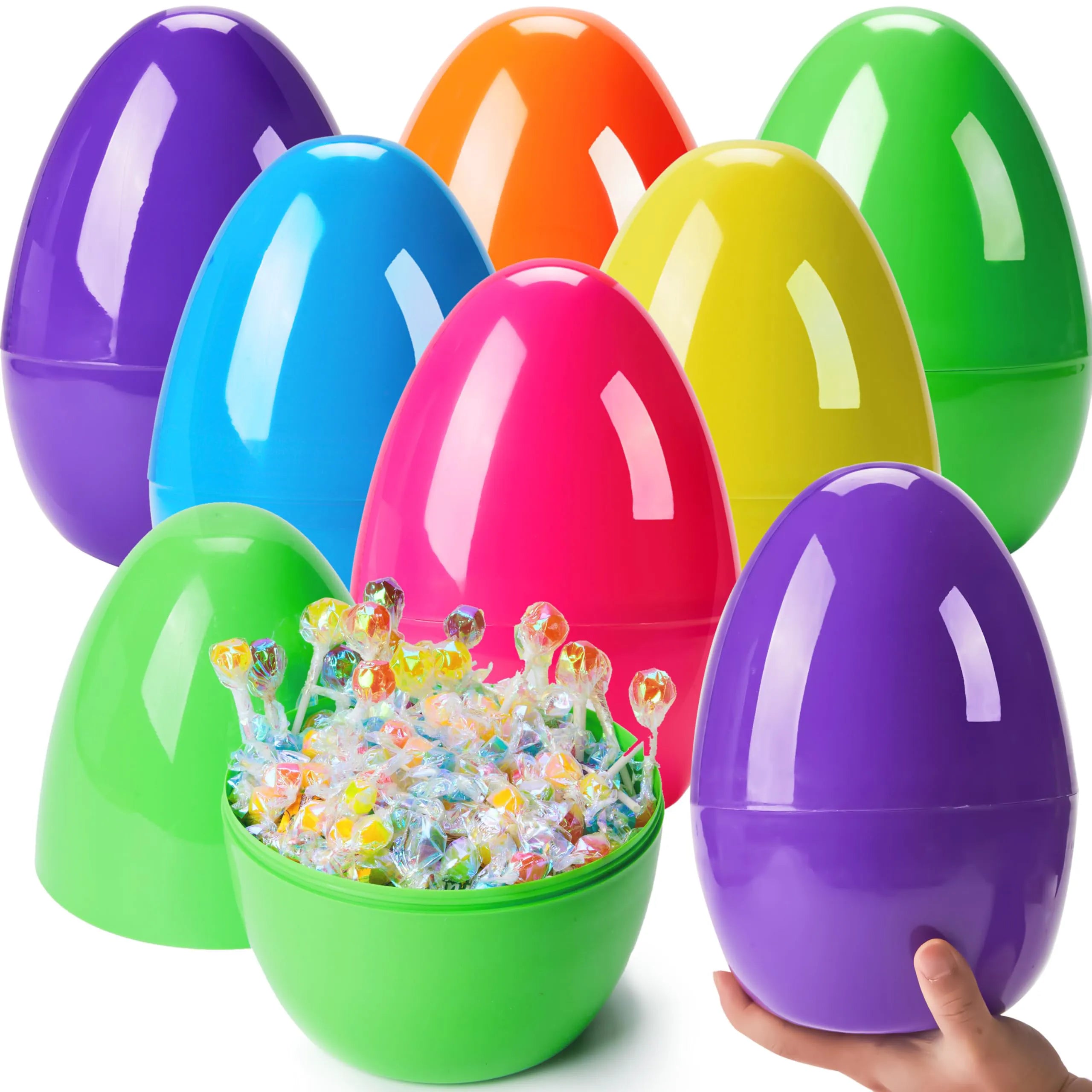 8 Pack 10-Inch Jumbo Fillable Easter Eggs for Egg Hunts