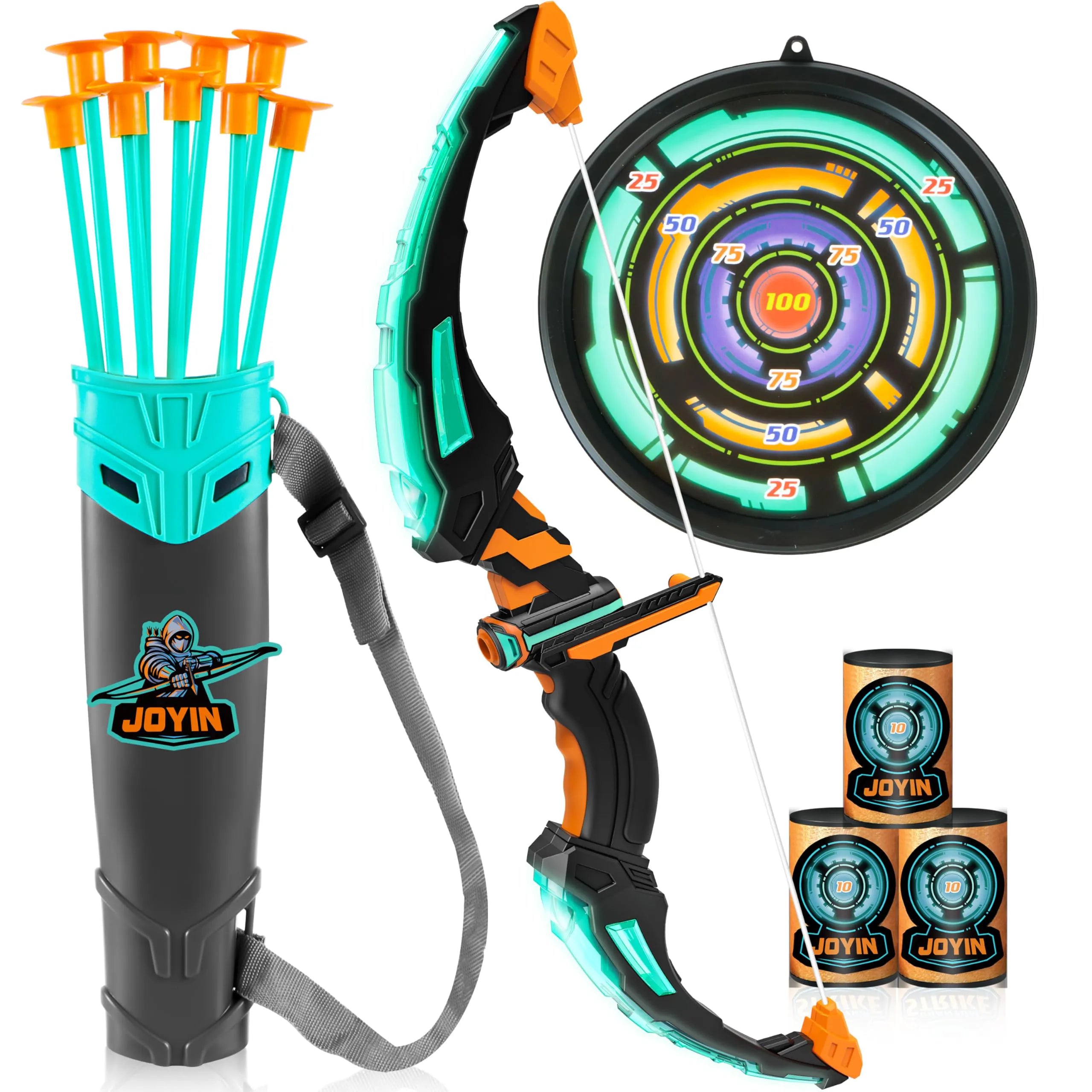 LED Light Up Archery Toy for Kids - Aqua Blue Bow and Arrow Set
