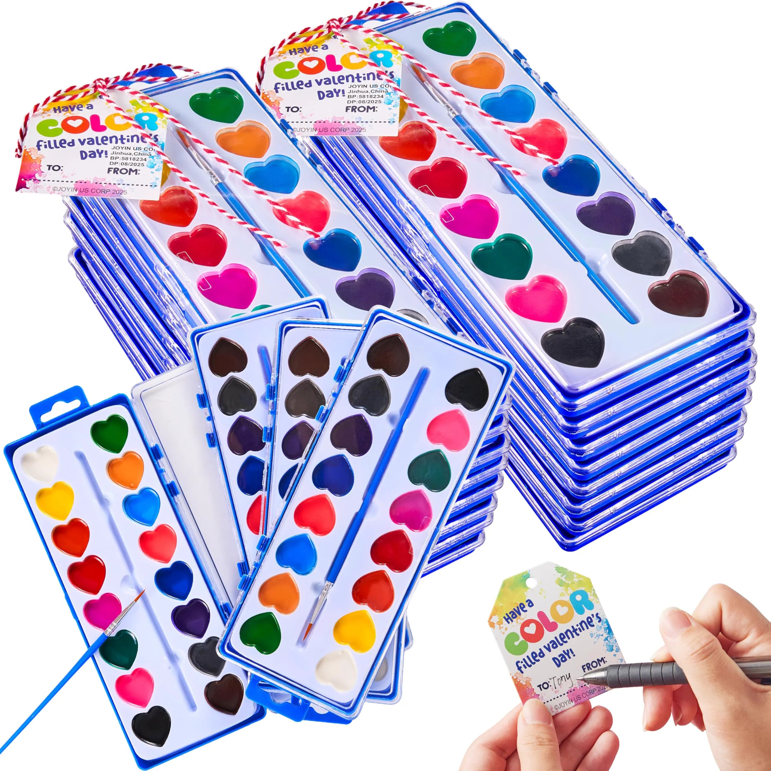 24 Pcs Valentine’s Day Heart-Shaped Watercolor Paints
