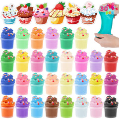 30-Piece Valentine's Day Multicolored Butter Slime Set with Rubber Slices and Dessert Cards