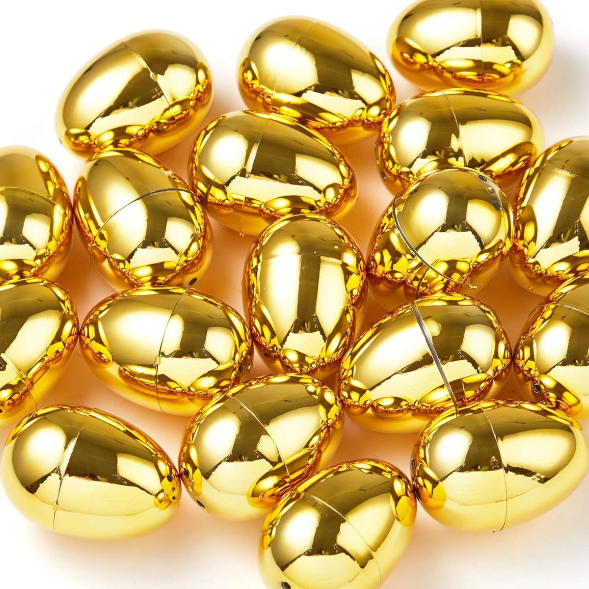 36 Gold Metallic Plastic Easter Eggs (2.3"), Fillable for Easter Egg Hunt