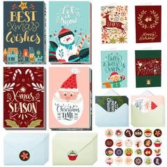 24 Pack Christmas Cards with Envelopes and Stickers